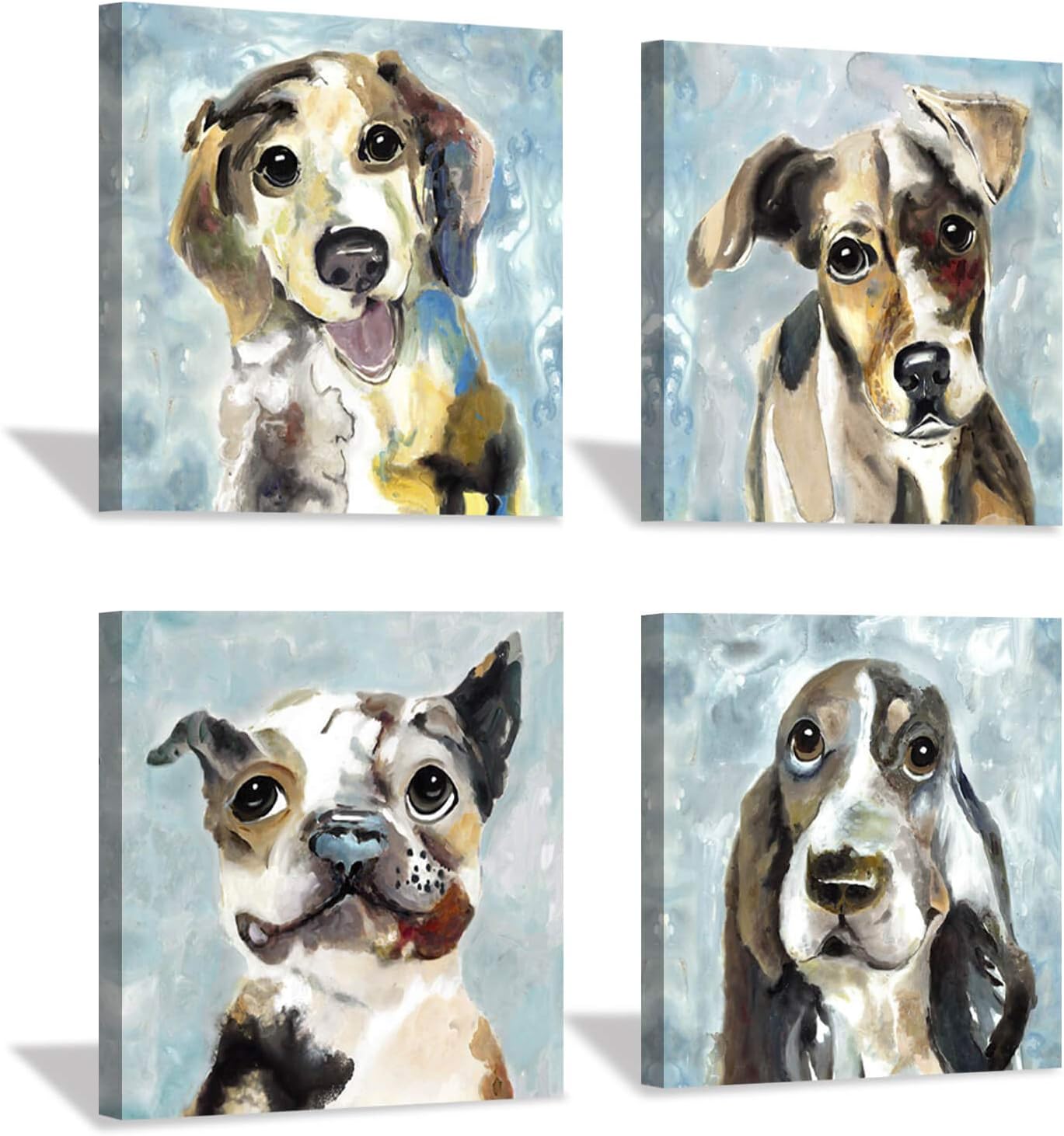 Hardy Gallery Lienzo para mascotas, obra de arte de cachorro impresión abstracta de imagen de perro sobre lienzo para paredes de habitación de niños