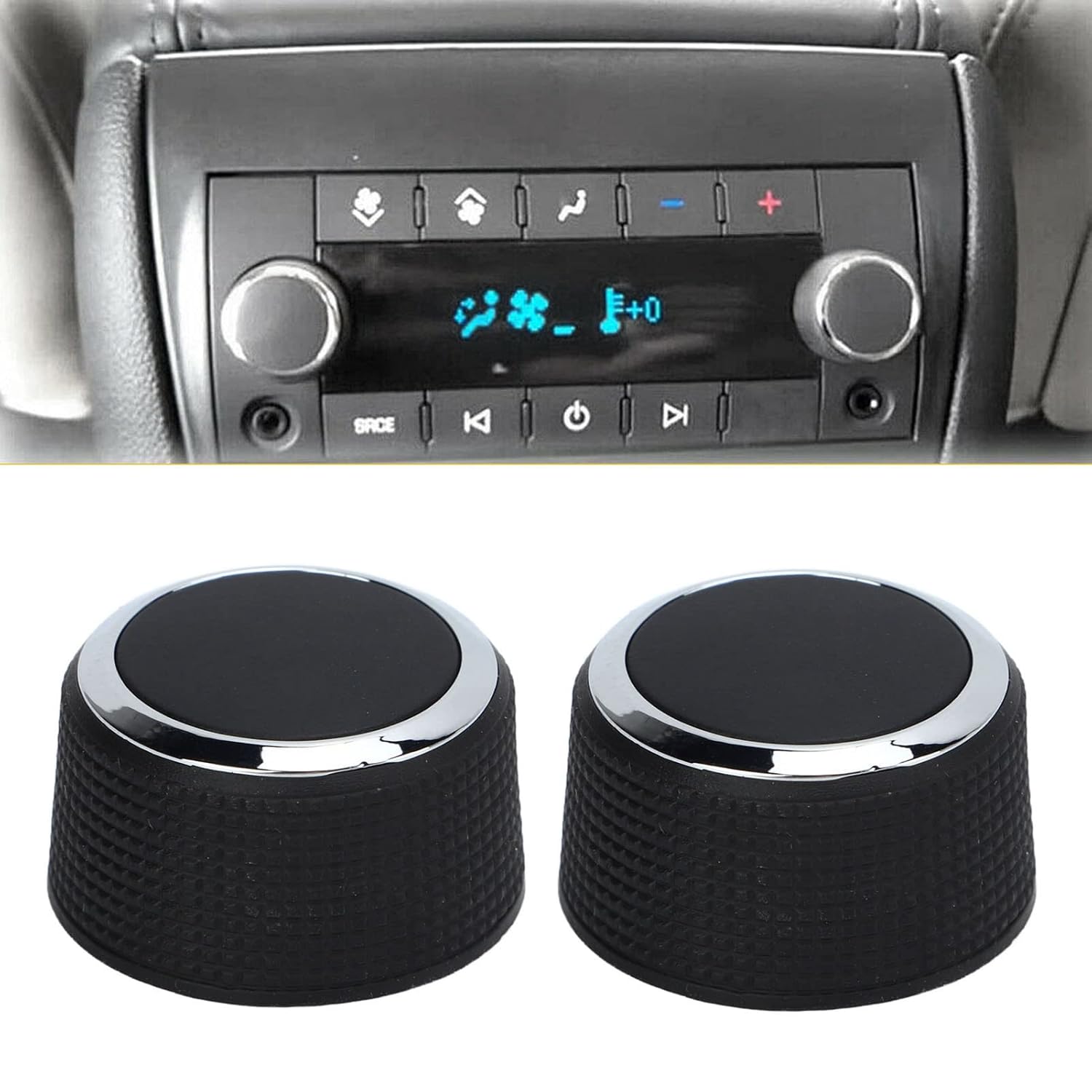 Pomo delantero de volumen de radio, 2 piezas de perilla de control de volumen de radio trasera 22912547 repuesto para Suburban 2007 2008 2009 2010