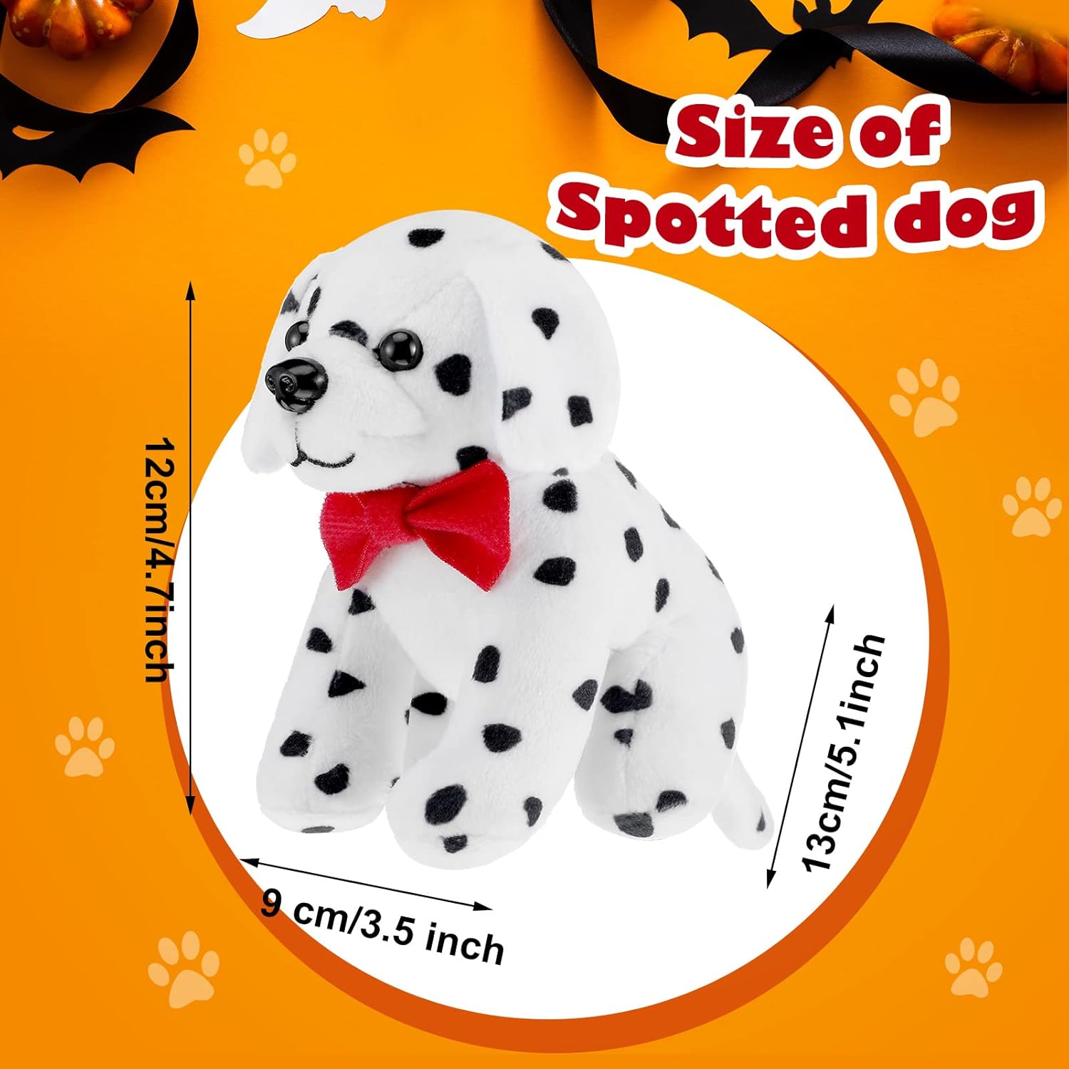 Kathfly 4 piezas de peluche de Halloween para perro, dálmata, perro dálmata, perro de peluche manchado, cachorro de peluche sentado, juguete de