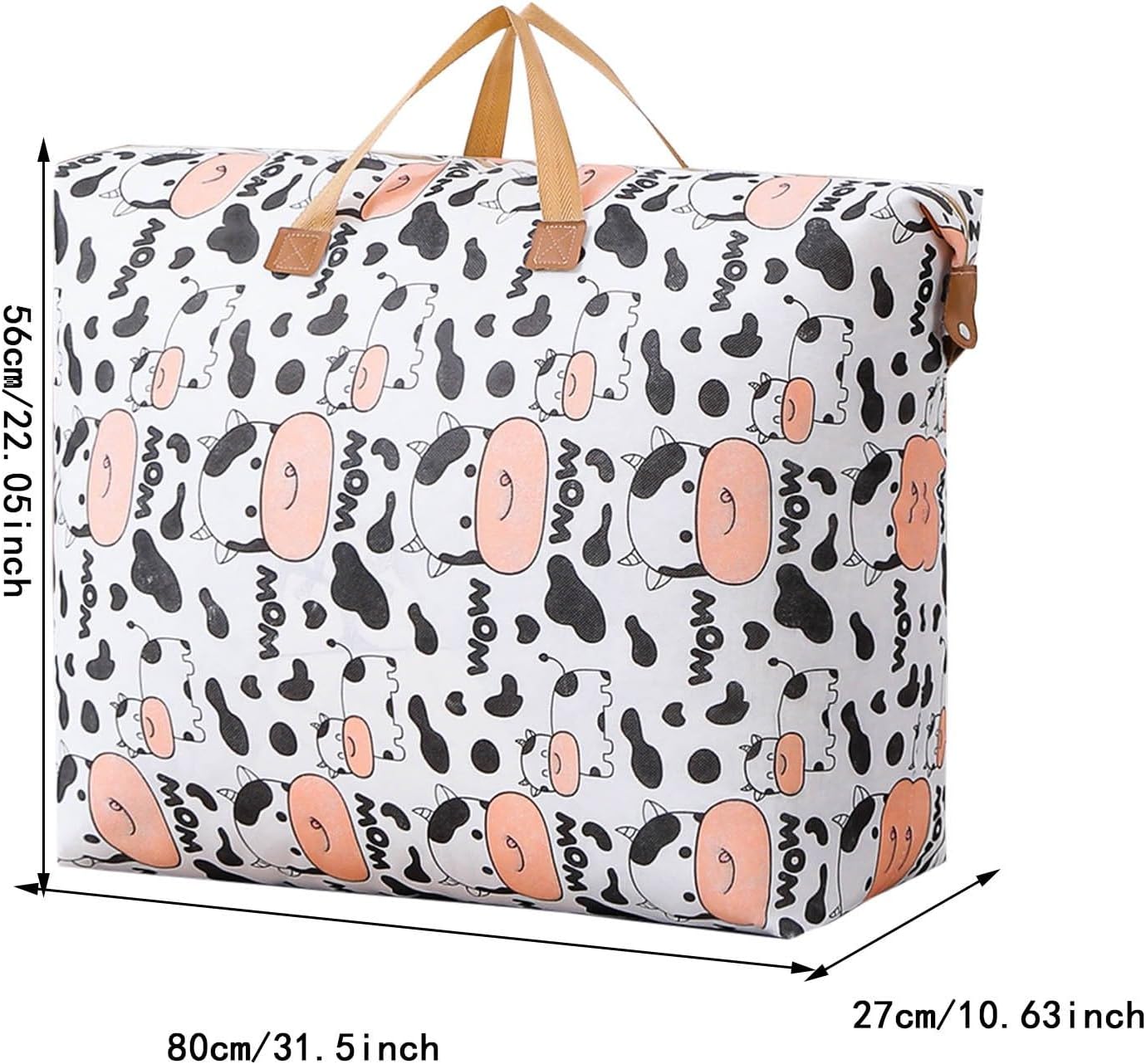 Bonita bolsa de edredón con patrón de vaca para mudanzas y viajes, y sistemas de almacenamiento perfectos