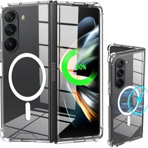 ZIYE Funda para Samsung Galaxy Z Fold 5 compatible con MagSafe Funda magnética transparente para mujeres y hombres, carga inalámbrica, transparente, ZIYE Funda para Samsung Galaxy Z Fold 5 compatible con MagSafe Funda magnética transparente para mujeres y hombres, carga inalámbrica, transparente,