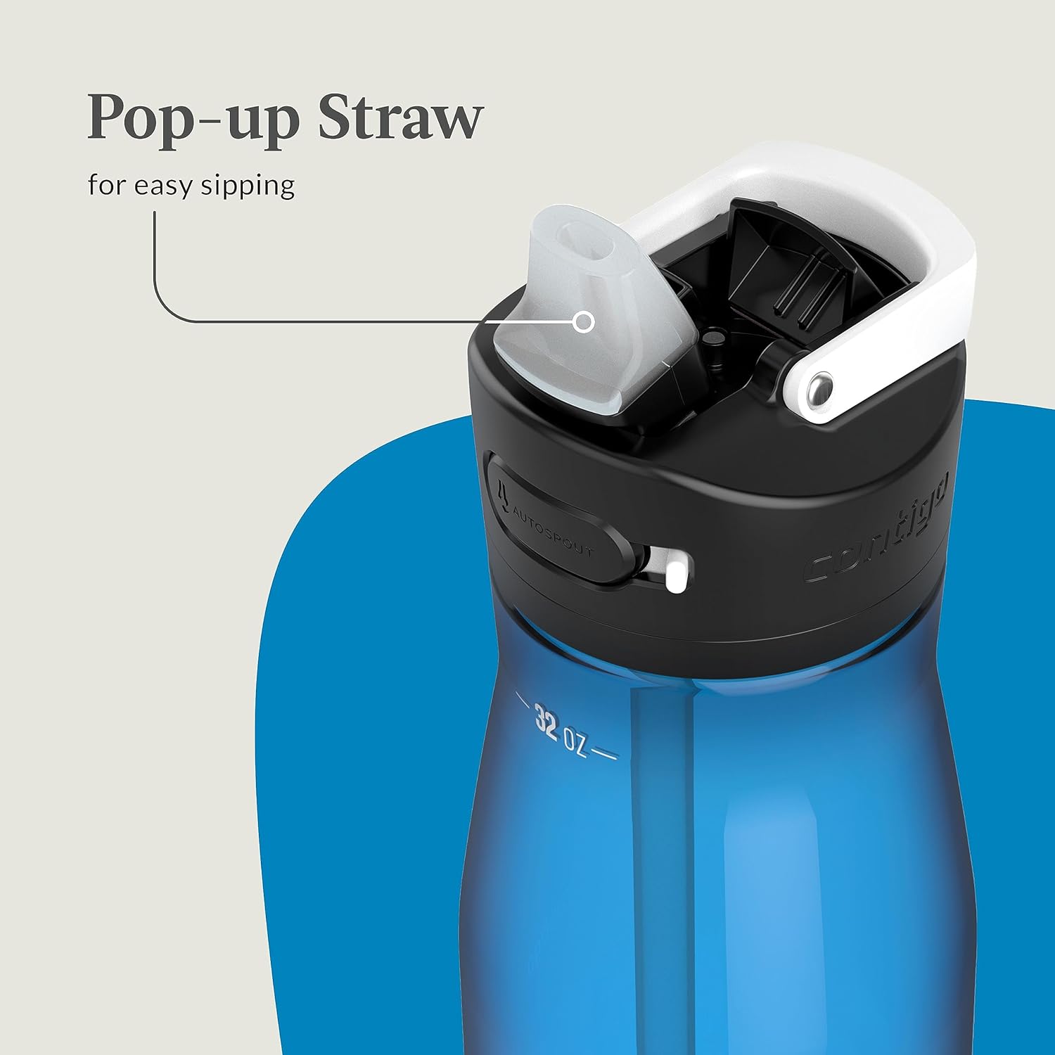 Contigo Ashland 2.0 – Botella de agua a prueba de fugas con cierre de tapa y pajilla en ángulo, apta para lavavajillas, con tapa intercambiable,