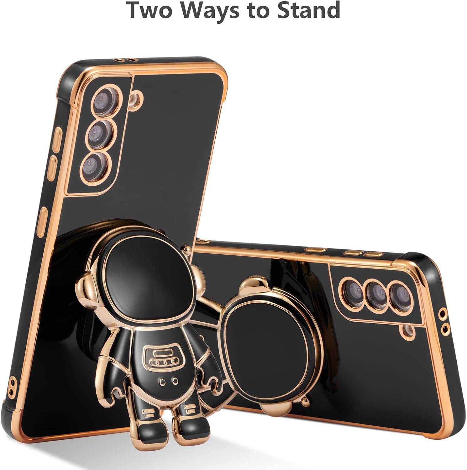 RALEAVO Funda para Samsung Galaxy S21 5G, bonita funda de astronauta 6D con función atril, cubierta de lujo chapada en lujo, ajuste delgado, TPU