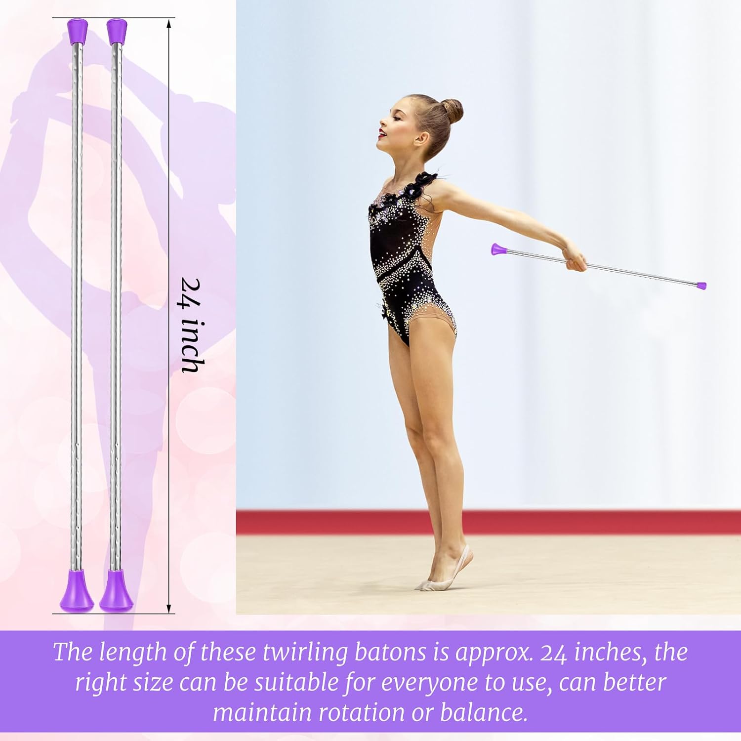 Twirling Baton Baton – Bastón de gimnasia unisex para niños, banda de marcha de bastón de metal para espectáculos de talentos, baile artístico, giro