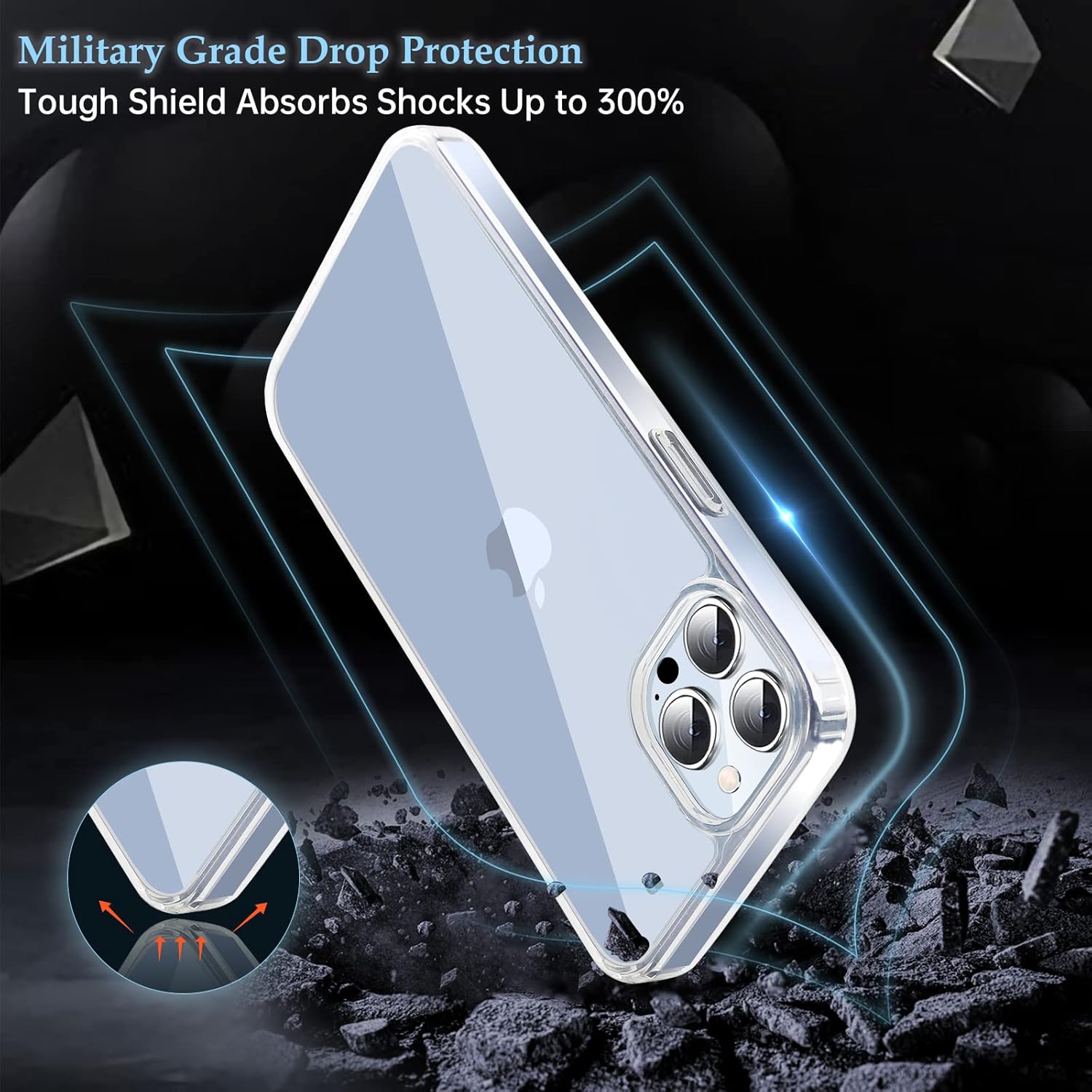 Funda compatible con iPhone 1313 Pro (no amarillea), silicona suave transparente, antiarañazos, a prueba de golpes, diseñada para iPhone 1313 Pro de