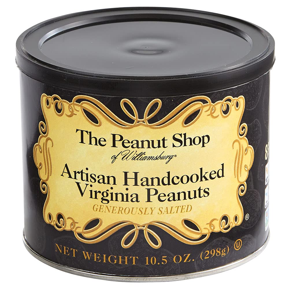 The Peanut Shop of Williamsburg Cacahuetes de Virginia cocinados a mano artesanalmente generosamente salados, 10.5 onzas