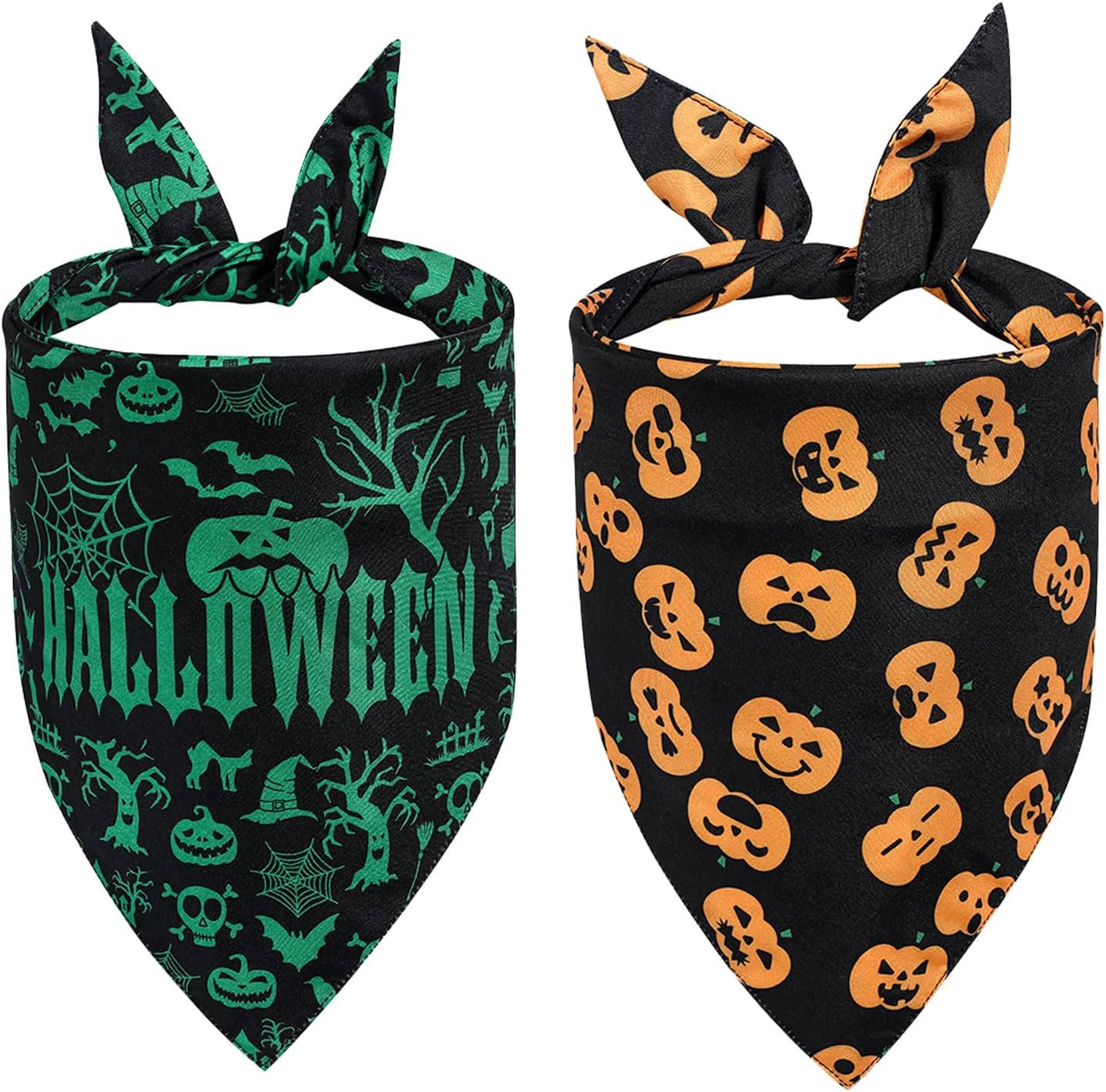Duuclume 2 unidades de bandana para perro, Halloween, Navidad, patrón de Halloween, lavable, triangular, reversible, accesorios para niños y niñas,