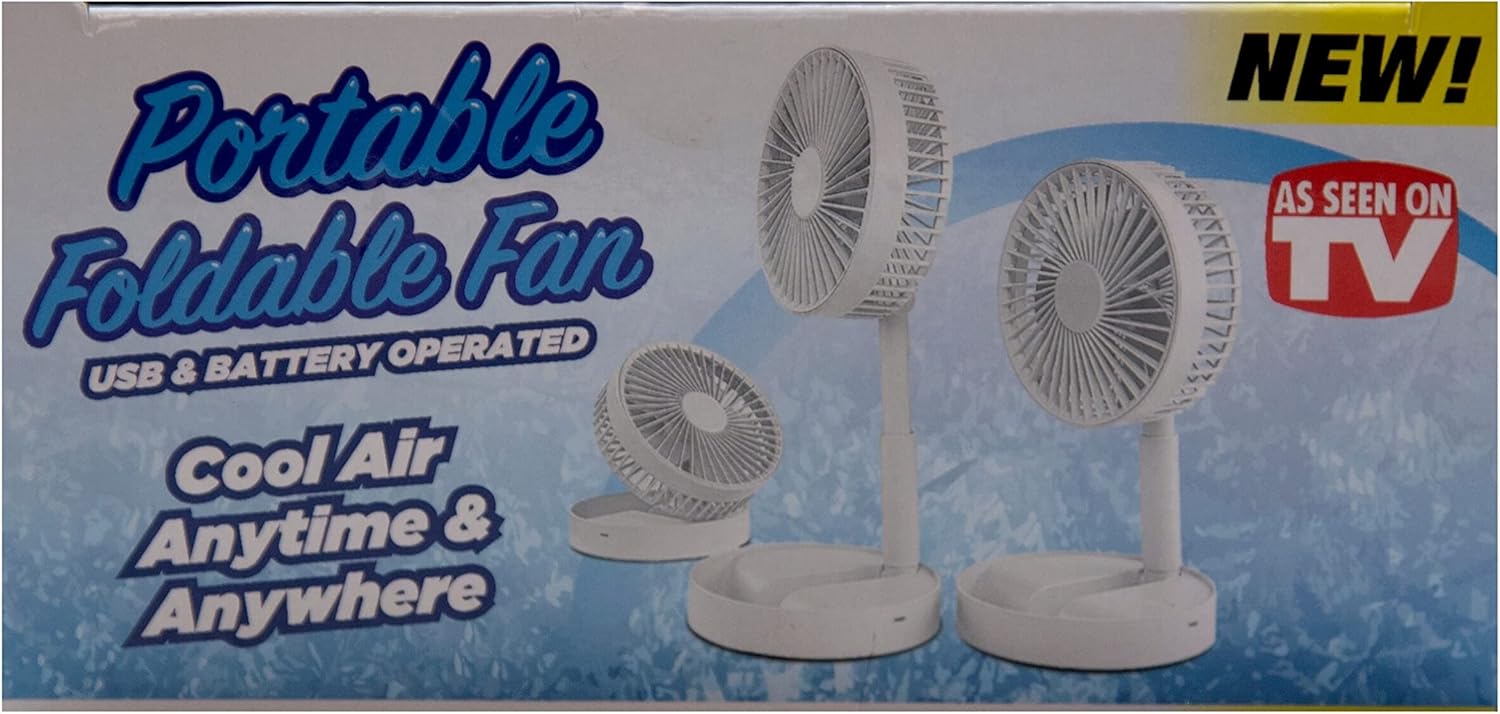 Northern Chill – Ventilador plegable portátil de plástico blanco giratorio, ajuste silencioso, mediano