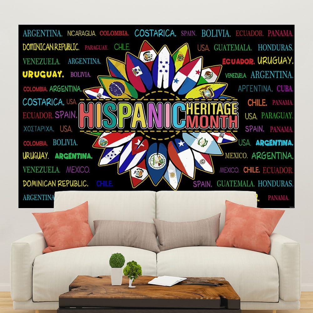 Ticuenicoa Telón de fondo del mes de la herencia hispana de 5 x 3 pies, pancarta del mes de la herencia hispana, decoraciones latinoamericanas, aula