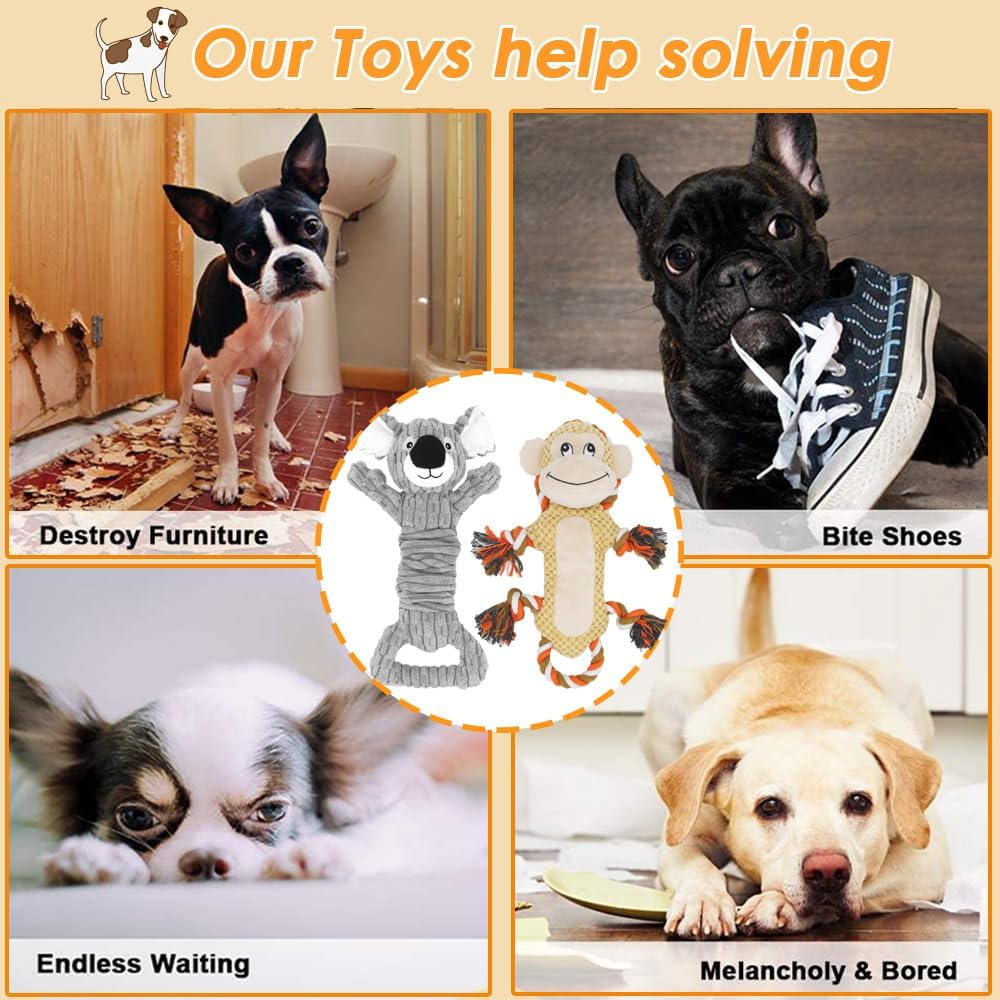 Juguetes para perros, juguetes chirriantes para perros, paquete de 2, juguetes para perros grandes, juguetes masticables para cachorros, juguetes de