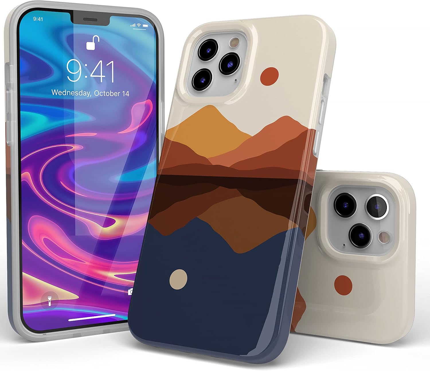 Casely Funda para iPhone 11 Pro Max  Los opuestos atraen  Funda de montaña con bloques de color de día y noche
