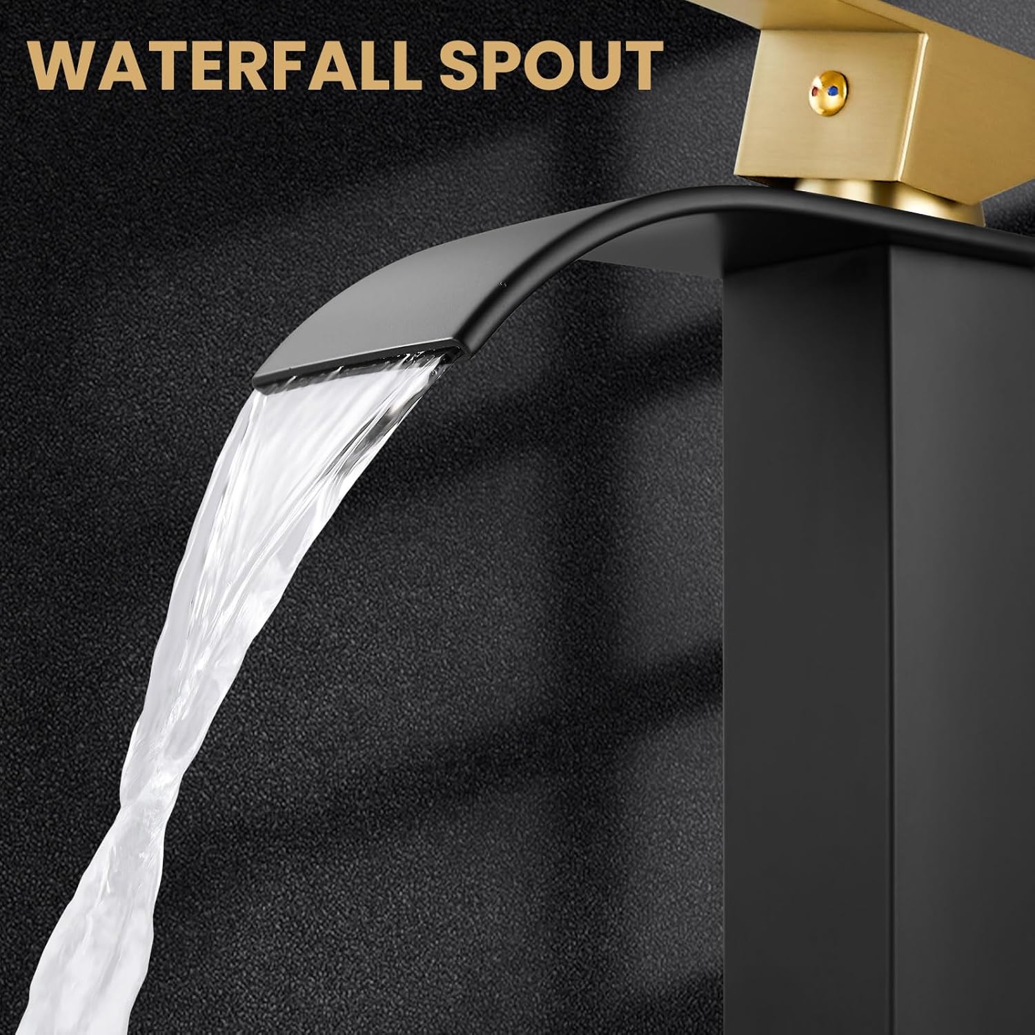 Airuida Grifo de lavabo alto para baño, color negro mate y oro cepillado, moderno solo agujero de una sola manija, estilo granja, lavabo montado en