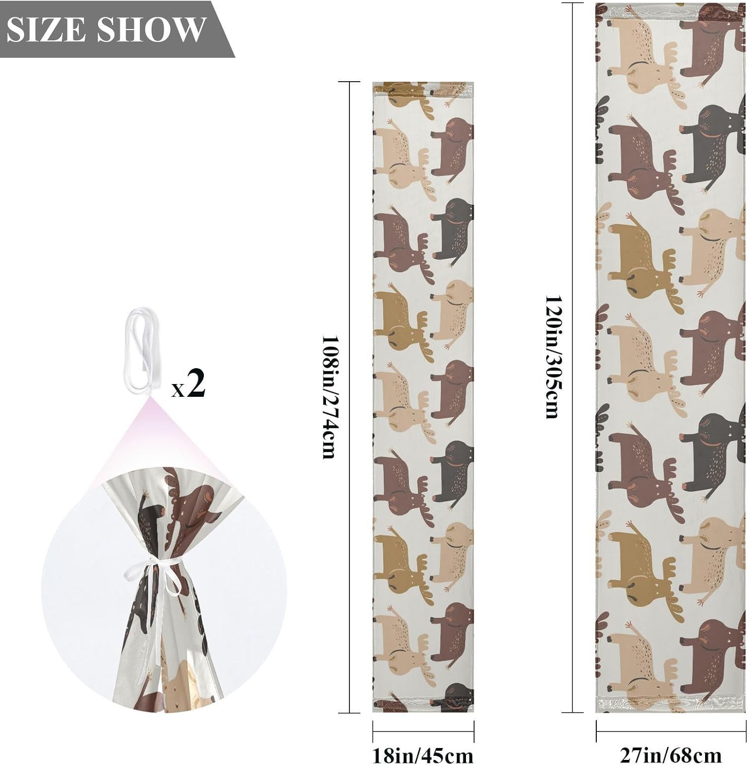 Christmas Cartoon Deers Table Runner Fall Decorations for Home for Kitchen Decorations Halloween Table Runner 108 Inches Long