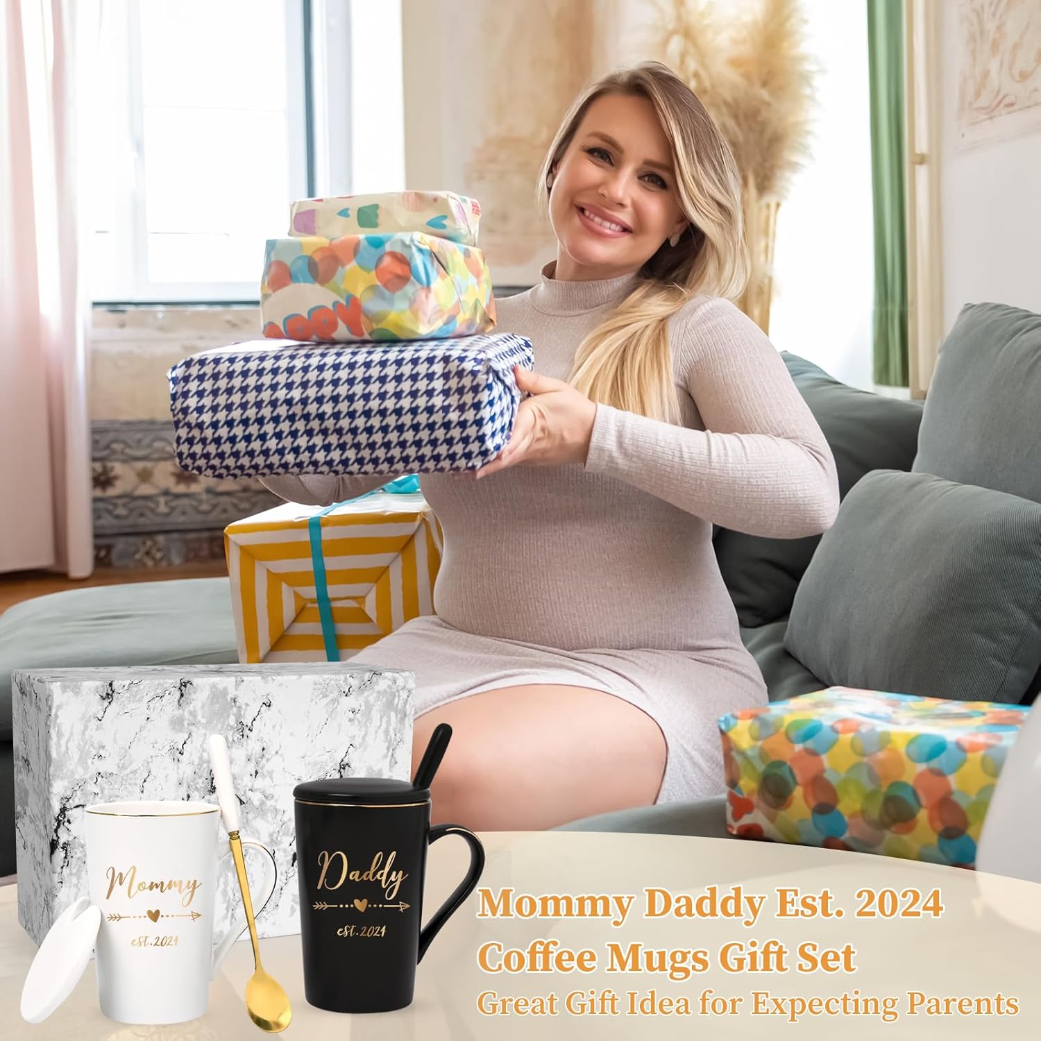 Maustic Regalos para nuevos padres, regalos para padres recién nacidos para parejas, regalos para mamá y papá de 2024, regalos para mamá y papá para