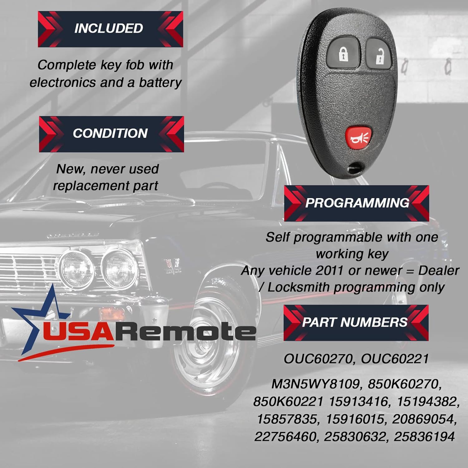 Control remoto de entrada sin llave para Chevy Silverado Traverse Avalanche Equinox ExpressGMC Acadia Savana SierraPontiac TorrentSaturn Vue Outlook