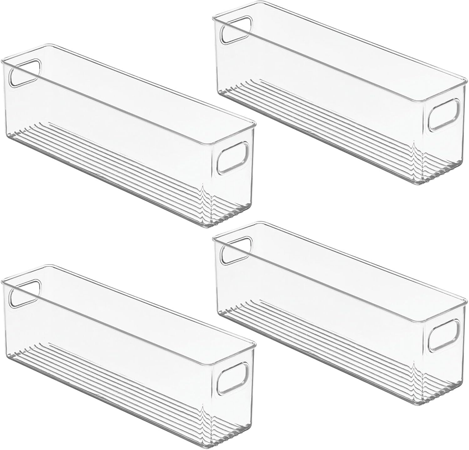 mDesign Organizador de plástico para armario del hogar, cesta de almacenamiento con asas para dormitorio, baño, estantes de gabinete, entrada y