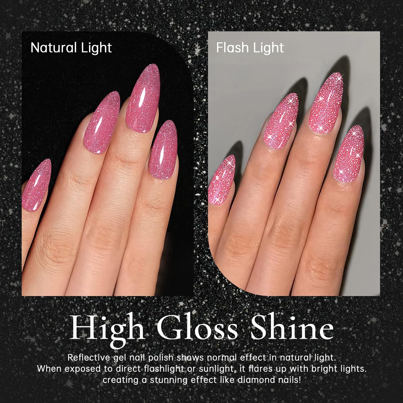 RARJSM Esmalte de uñas de gel con purpurina reflectante nude rosa rosa traslúcido, brillo de diamante, arco iris, plateado, pigmentos brillantes,