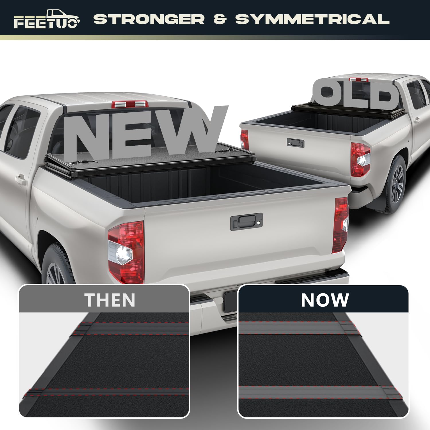 FeeTUO FRP – Cubierta rígida de triple pliegue para camioneta SilveradoSierra 2500 3500 HD 2020-2024, estilo de carrocería de 6.9 pies82.2 pulgadas
