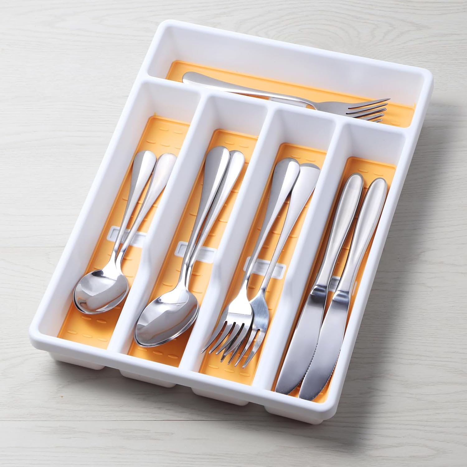 Organizador de cubiertos con iconos de cubiertos, bandeja de cubiertos para cajón de cocina, cubiertos de plástico, organizador de cajones de