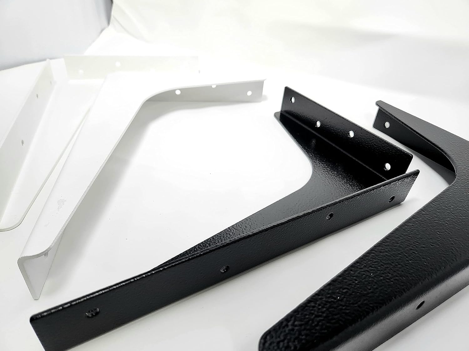 Un par de estaciones de trabajo Brackets reversible de alta resistencia, capacidad de carga por par (12 x 18 pulgadas, negro)