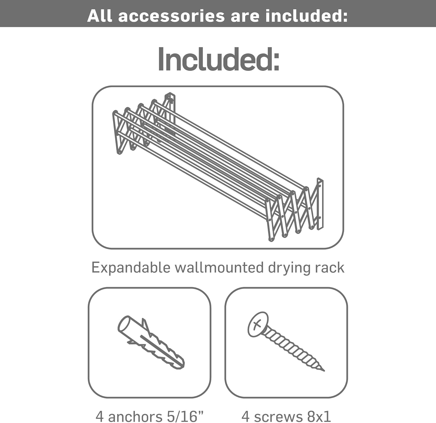 Escurridor de ropa de montaje en pared  Estante de secado de pared expandible de aluminio con 8 varillas  Ideal para lavandería, baño, balcón,