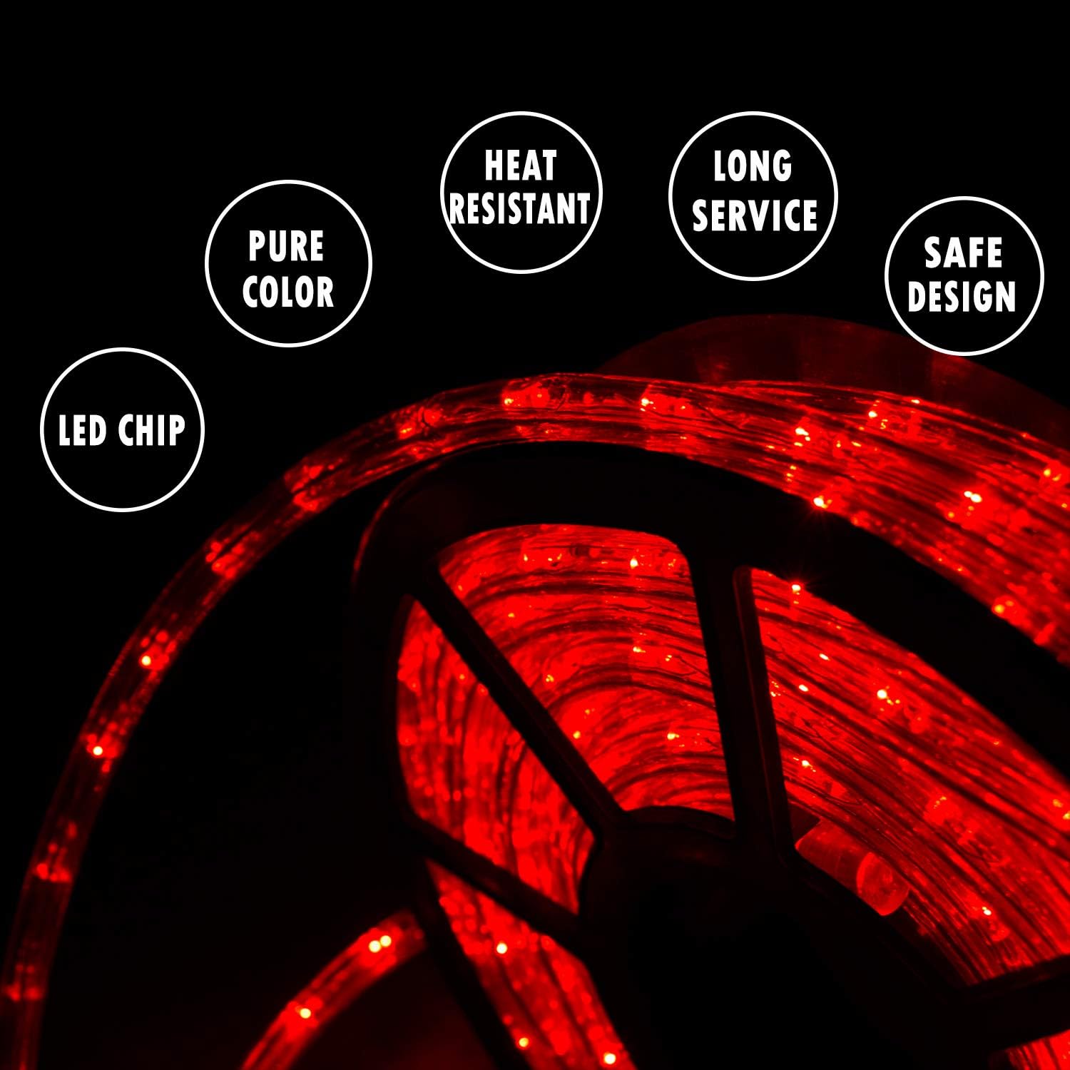 walsport Halloween Christmas Rope Lights Outdoor 100ft LED Decorative Waterproof String Light for Indoor Party Business, 110v LEDs Warm White