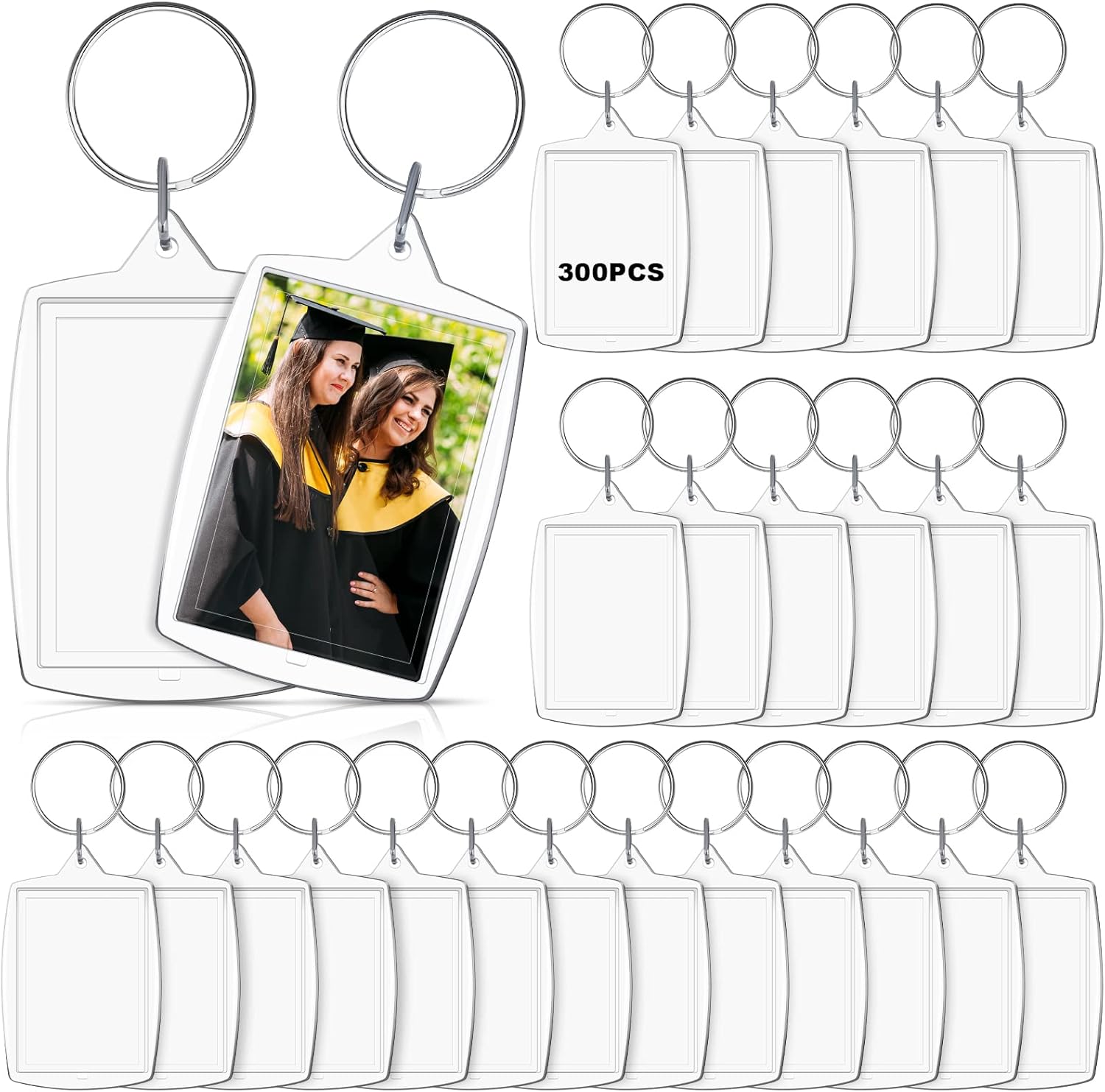 300 llaveros de fotos de graduación clase de 2023, llavero de graduación para él y ella, marco de fotos transparente, llavero para fotos, llavero