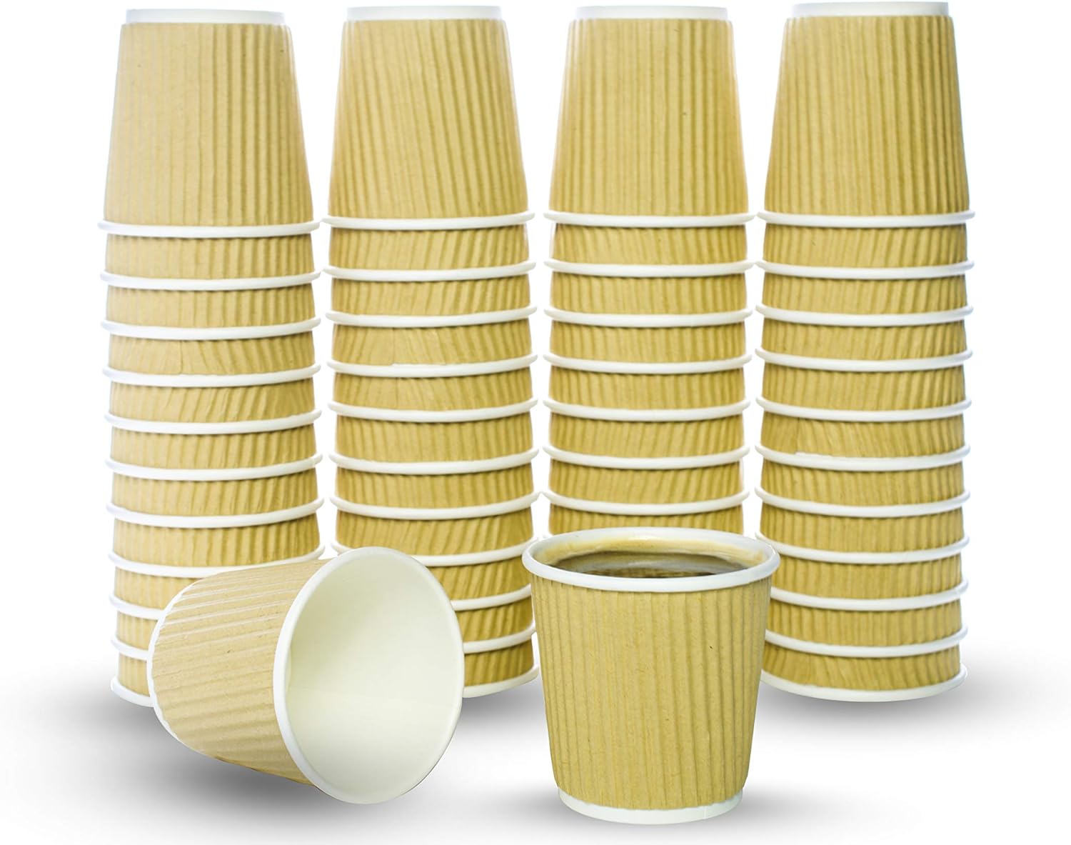 Taza de café caliente de papel ondulado de 4 onzas para expreso, nespresso, lavazza, taza de muestreo 50 unidades