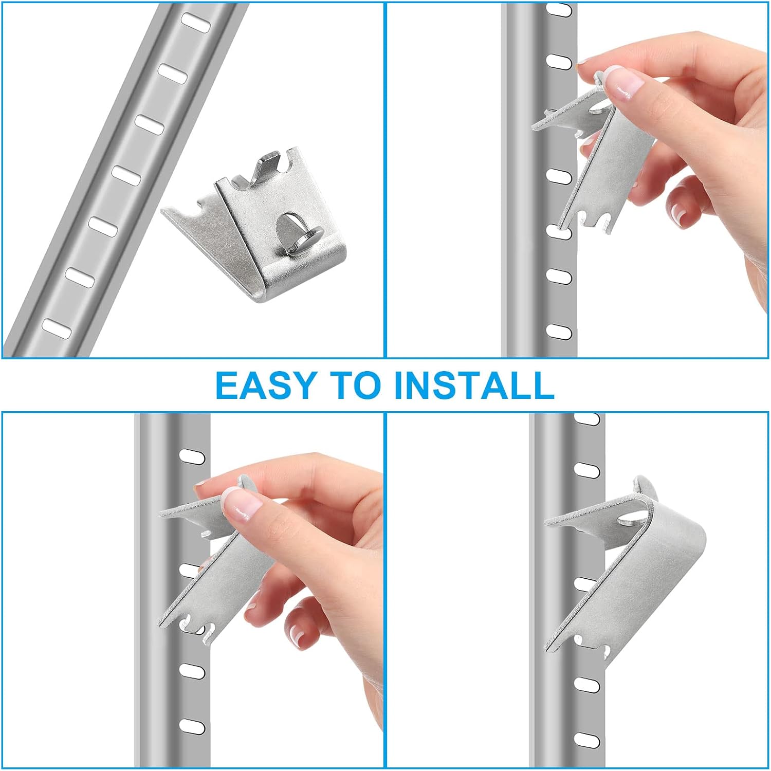 24 clips de acero inoxidable para estante de congelador, soporte de estante de refrigerador de congelador resistente, clips de hebillas cuadradas de