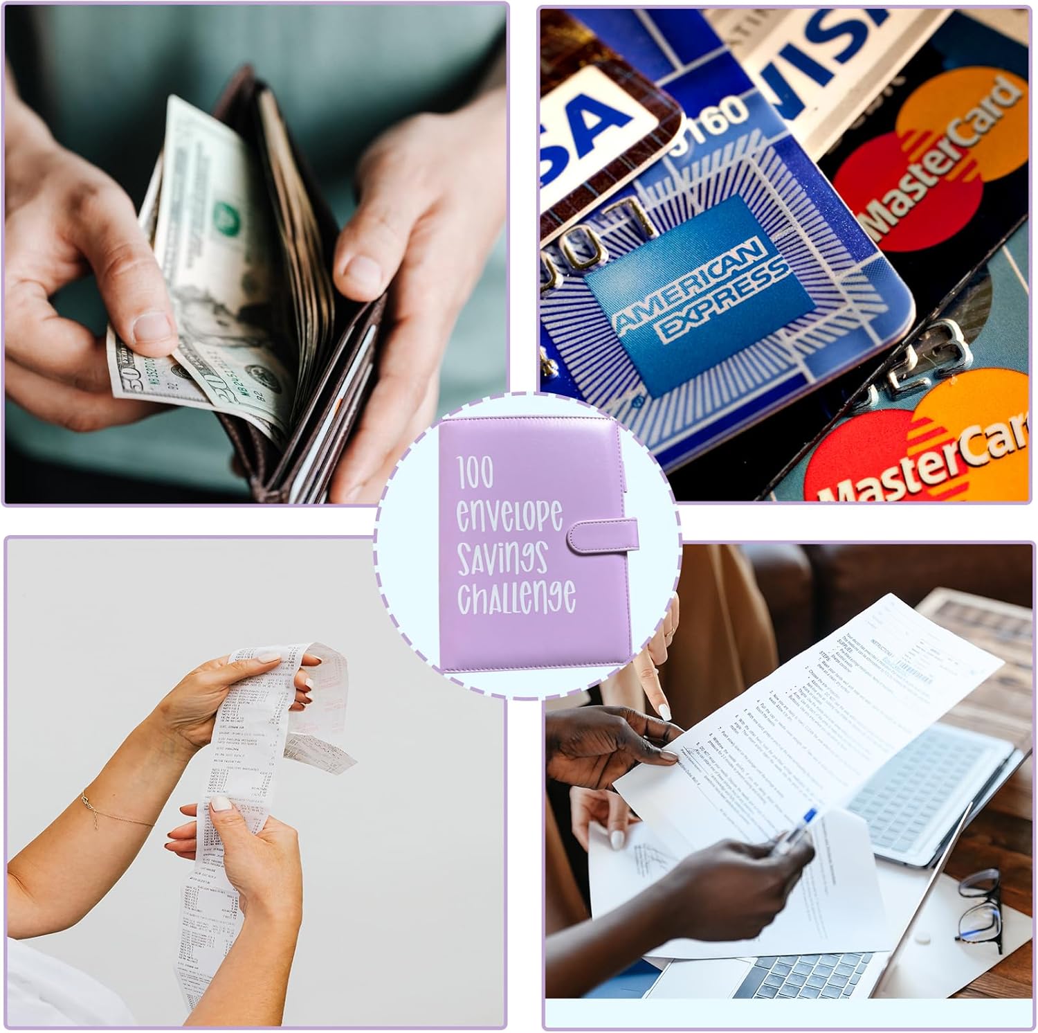 Carpeta de desafíos de 100 sobres, carpeta de desafíos de ahorro, libro de presupuesto de desafíos de ahorro con sobres de efectivo para