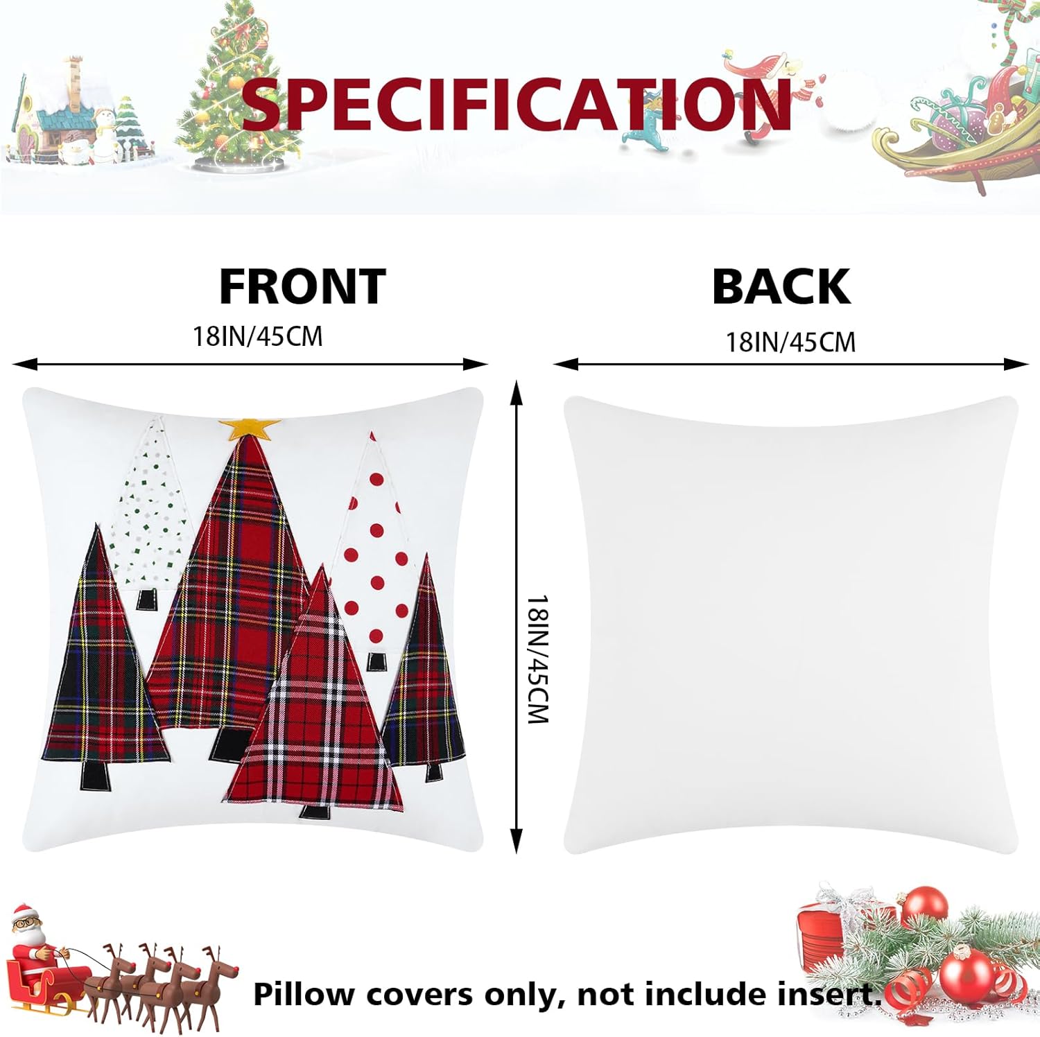 Juego de 2 fundas de almohada navideñas de 18 x 18 pulgadas para invierno, fundas de almohada suaves decorativas para sofá, silla, muebles, banco,