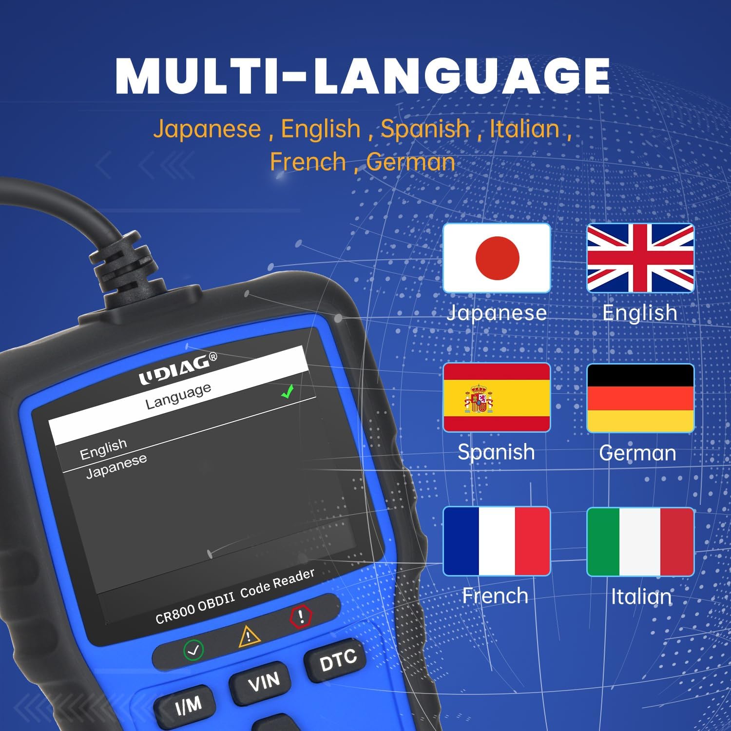 CR800 OBD2 escáner probador de batería 2 en 1, herramienta de diagnóstico del escáner OBD2 para comprobar el motor del coche, lector de código de