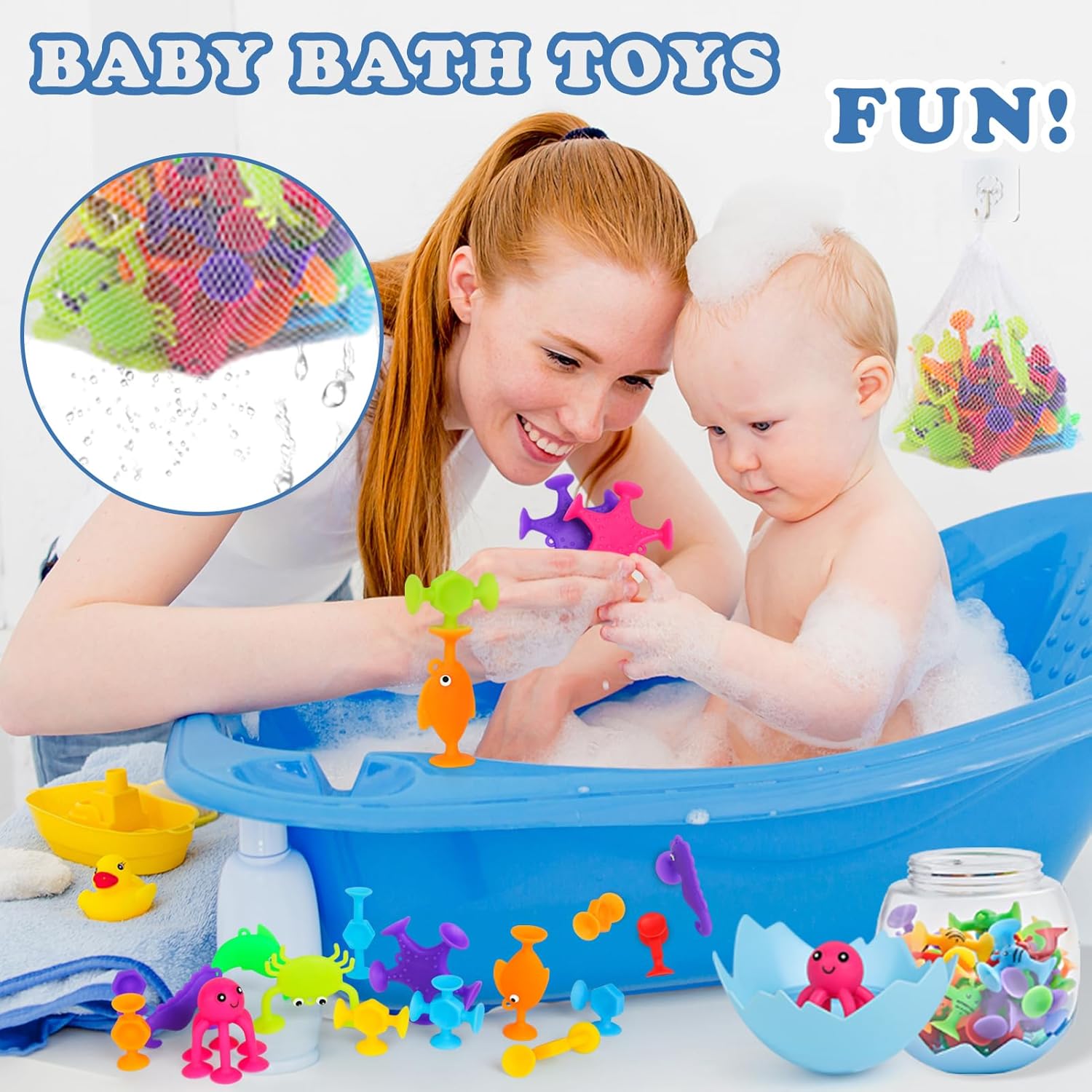 50 juguetes de baño con succión para niños a partir de 3 años, juguetes de silicona para bebés con cáscara de huevo de dinosaurio, juguetes