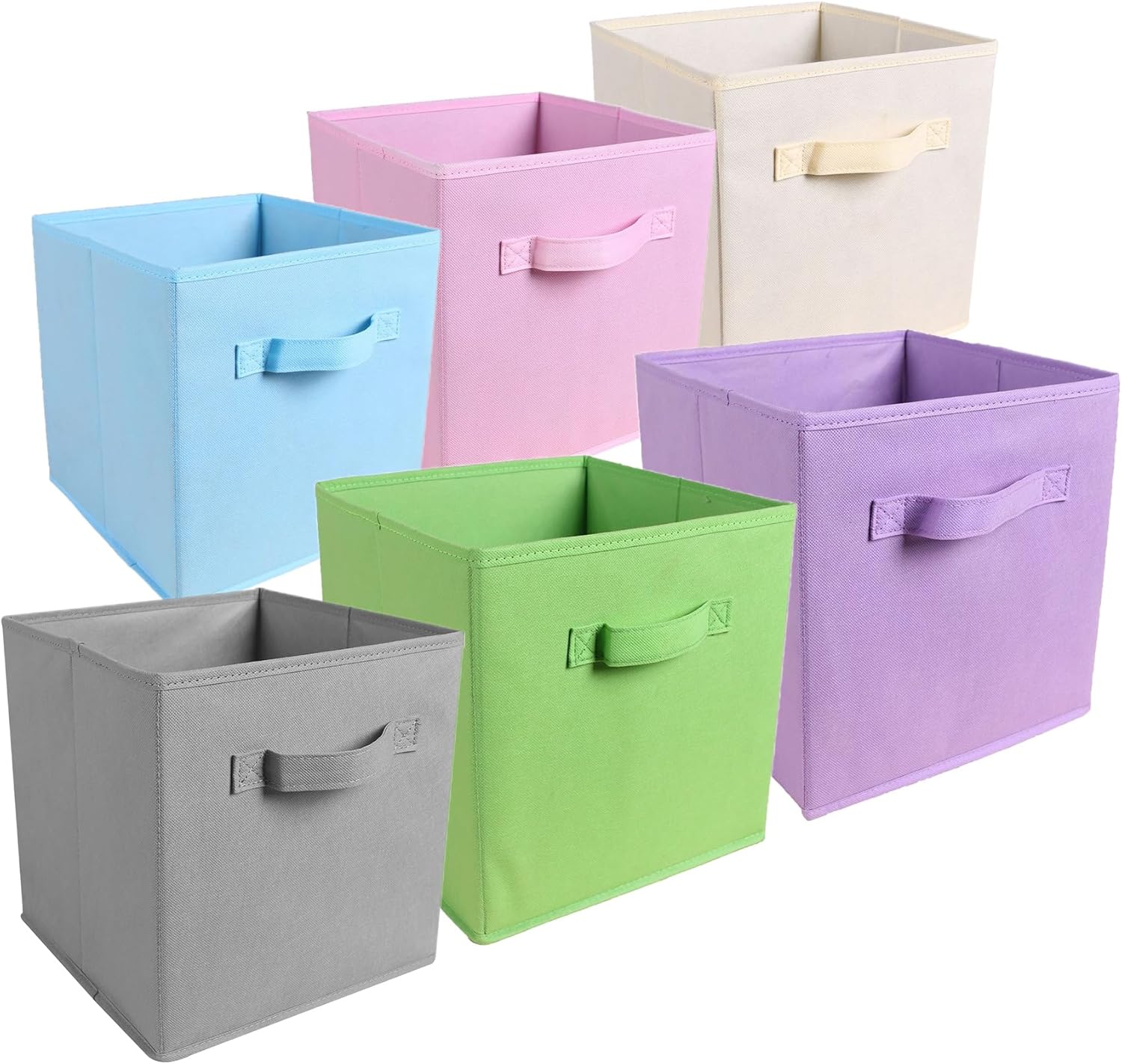 Paquete de 6 cubos de almacenamiento plegables de tela, organizadores de almacenamiento de tela plegables con asas, (10.5 pulgadas de alto x 10.5
