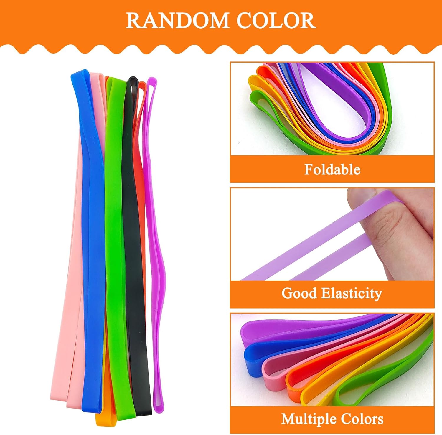 30 bandas de goma de silicona de 8 pulgadas, bandas elásticas grandes de silicona de colores para libros, tarjetas de cartera, cajas de cocina,