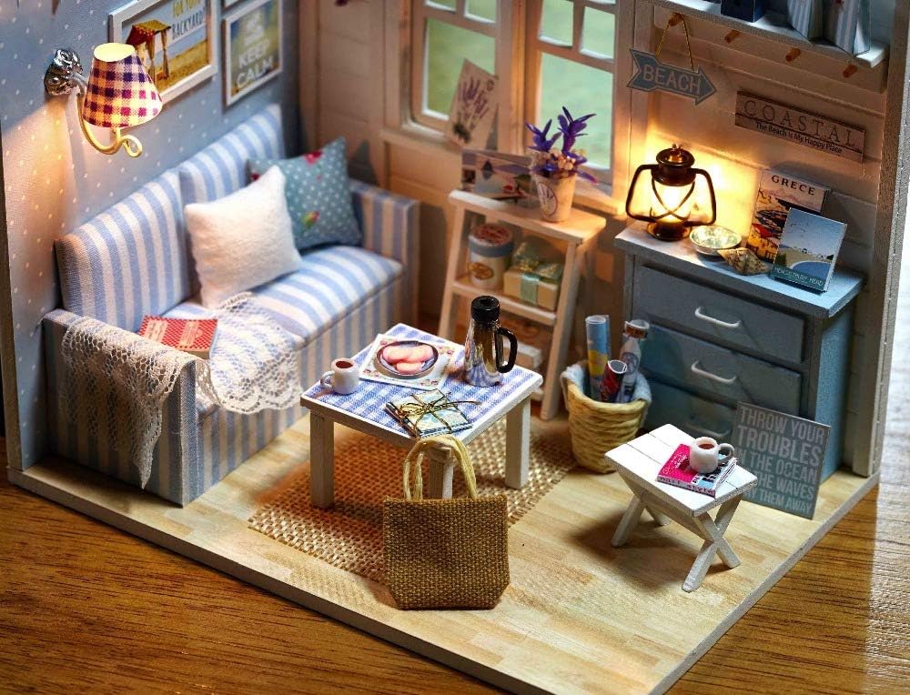 Danni Muebles DIY Casa de muñecas de madera Miniatura Casa de muñecas Muebles Kit Puzzle hecho a mano Dollhouse Juguetes para niños regalos