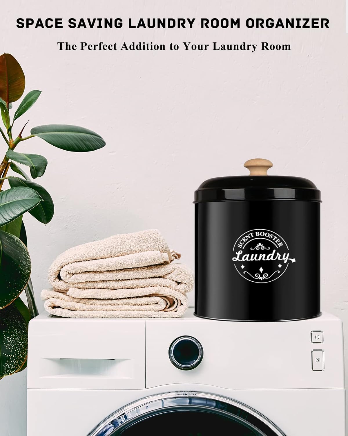 Recipiente dispensador de perlas de aroma para la organización de la lavandería. Contenedores de lavandería para organizar con tapa. Decoración de
