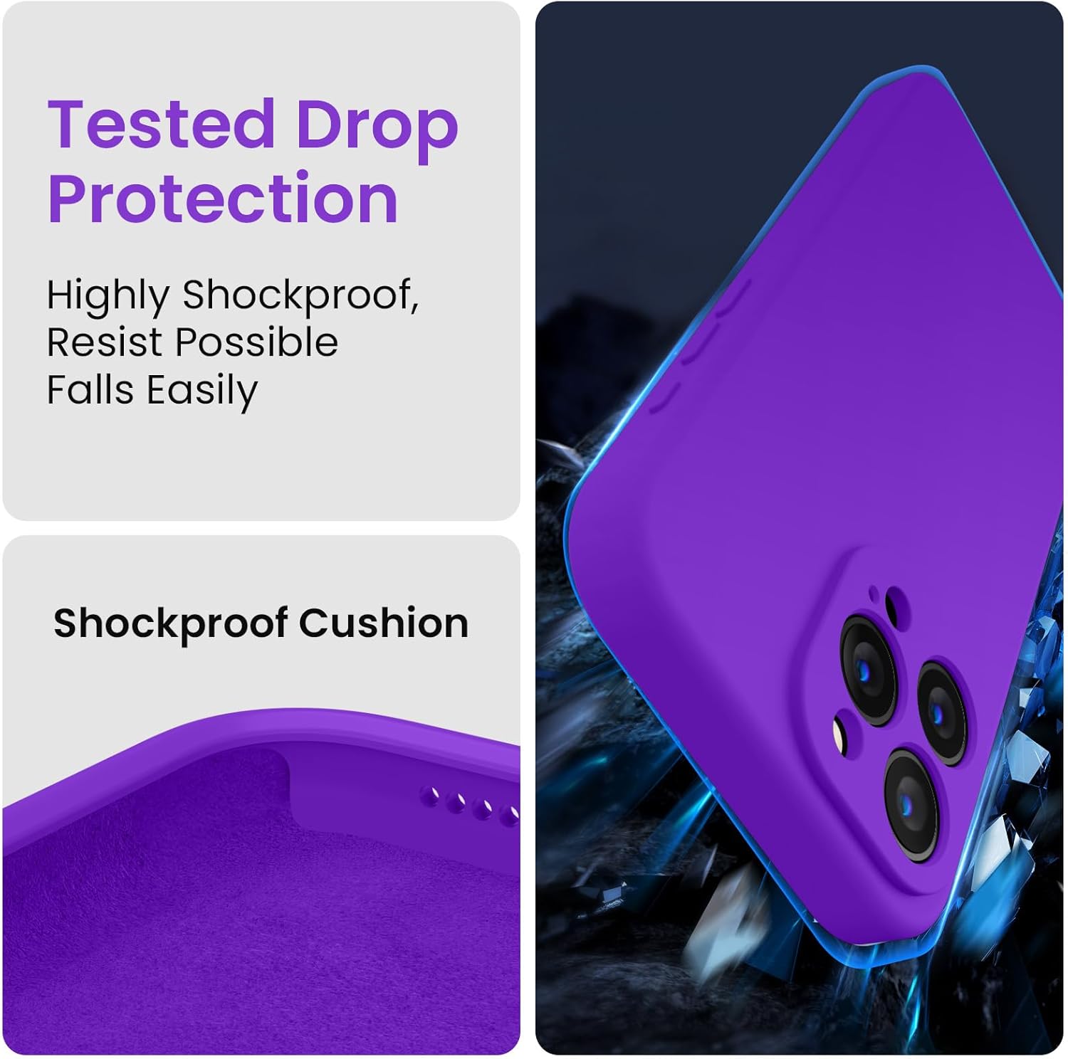 FireNova Funda diseñada para iPhone 15 Pro Max, funda de silicona mejorada protección de cámara para iPhone 15 ProMax con 2 protectores de pantalla,