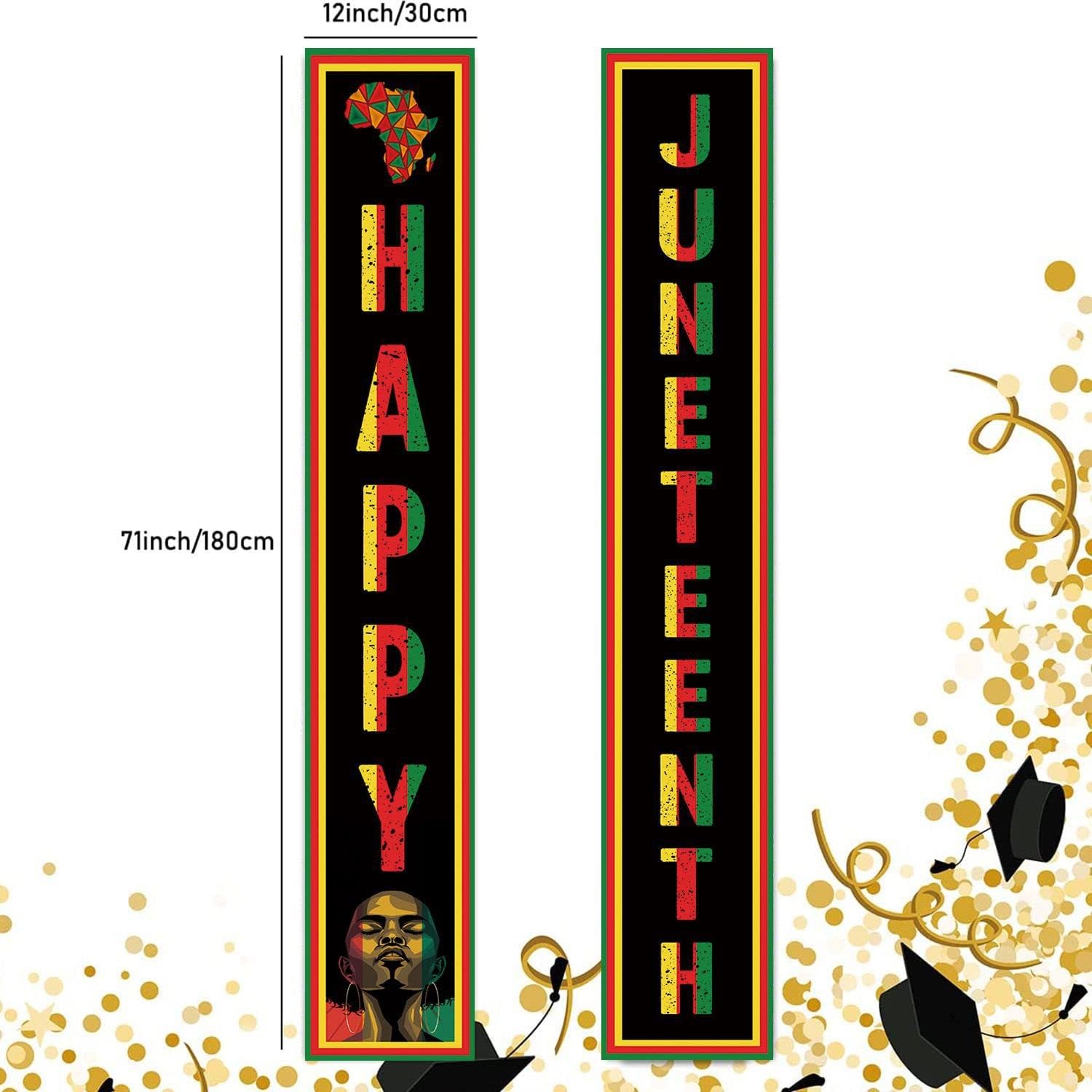 Letrero de porche con texto en inglés “Happy Juneteenth”, decoración del Día de la Independencia afroamericana, suministros de decoración para