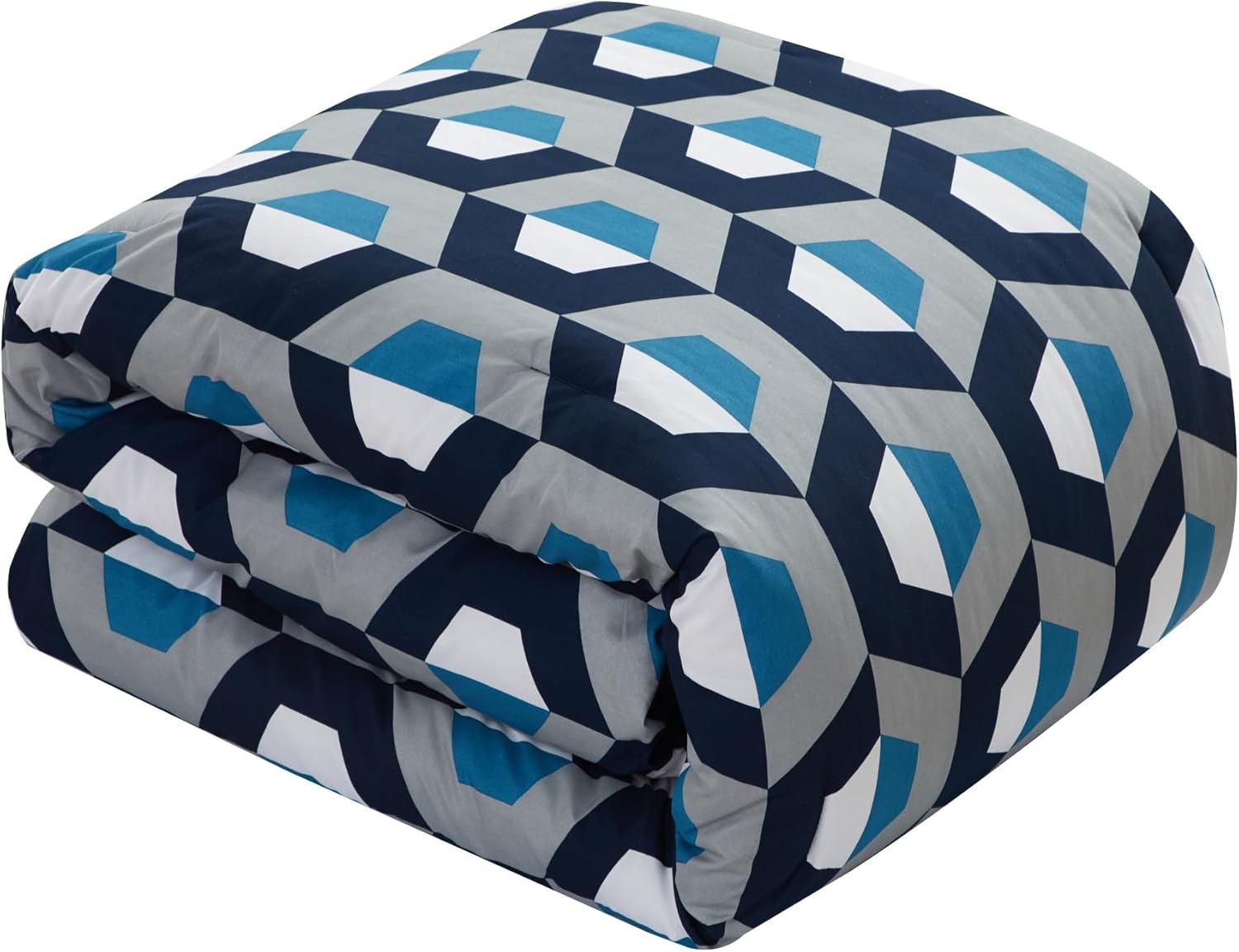 Chic Home Tudor – Juego de funda de edredón de 3 piezas, diseño geométrico contemporáneo con estampado hexagonal con cierre de cremallera, fundas de