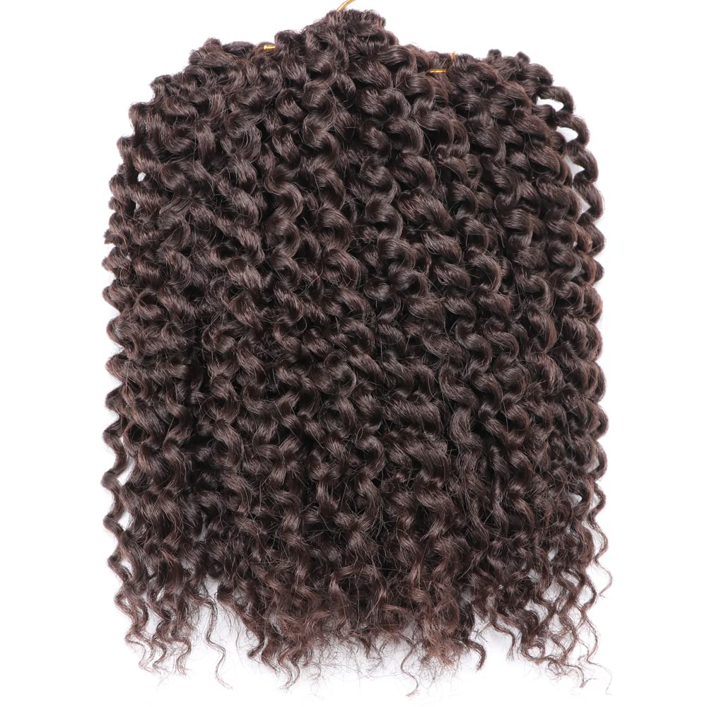 Rizo rizado afro de 8 pulgadas, 4# color negro apagado, 3 unidades, paquete de trenzas de ganchillo sintéticas suaves (4#)