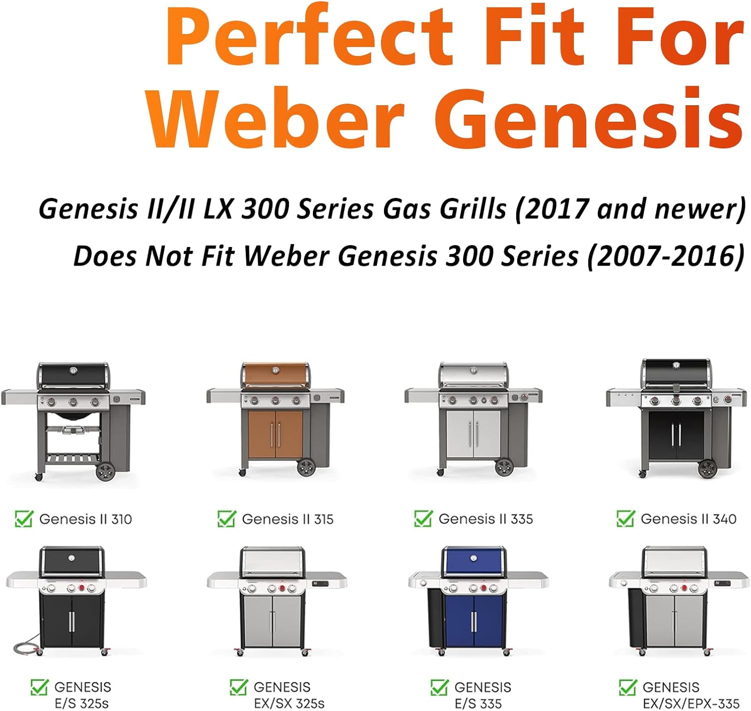 Hisencn Barras aromatizantes de 17 18 pulgadas para Weber Genesis II 300LX 300 Series (2017 y posteriores), II E-310, II S-310, II E-330, II E-335,