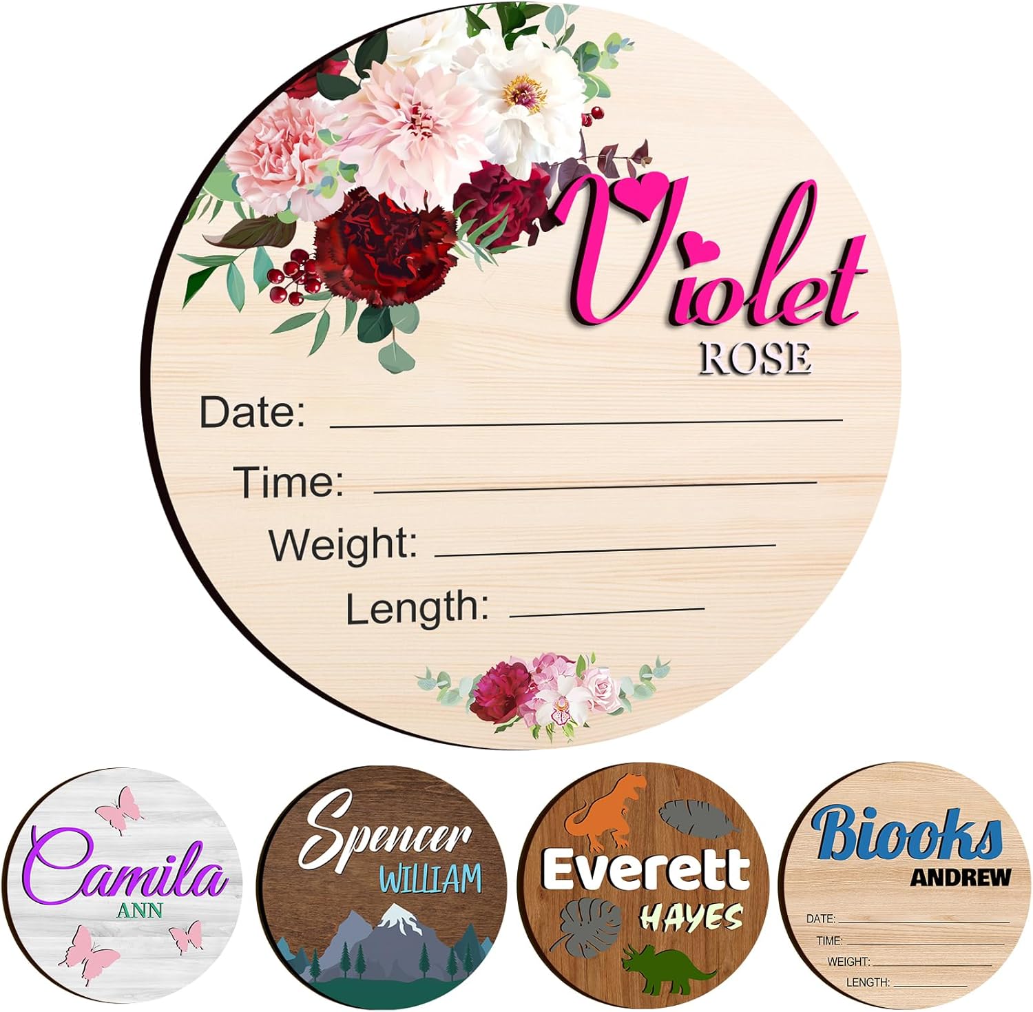 Letrero personalizado de anuncio de nacimiento de bebé, letreros personalizados con nombre de bebé para guardería, hospital, niño y niña, letrero de