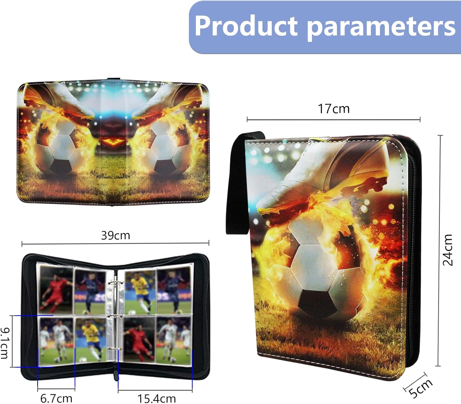 Carpeta de tarjetas con 4 bolsillos para 400 tarjetas con 50 fundas extraíbles, carpeta de tarjetas intercambiables, carpeta de tarjetas deportivas,