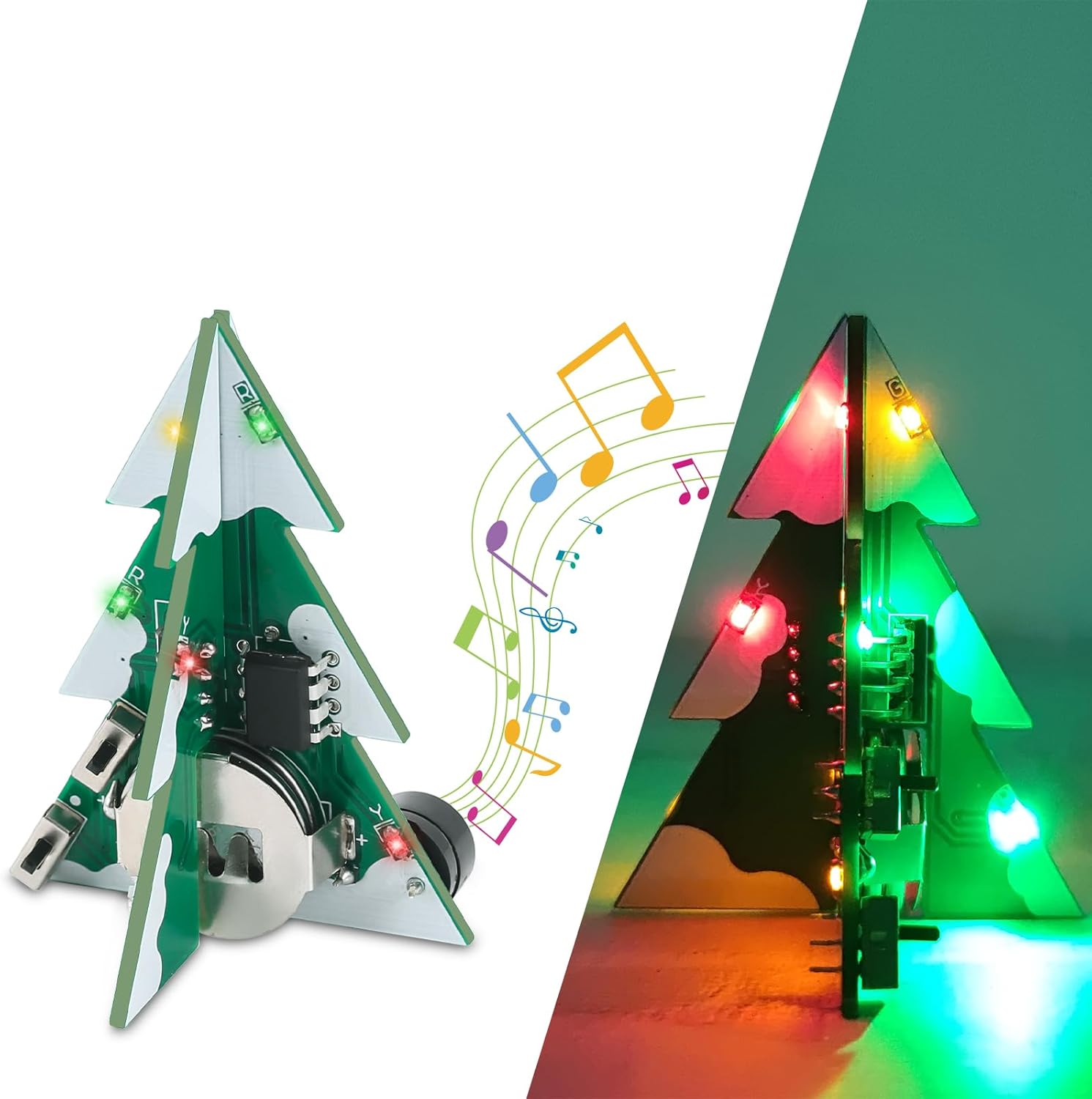 MiOYOOW SMDSMT – Kit de soldadura para árbol de Navidad, colorido LED intermitente, kit de electrónica para bricolaje, kit de práctica de soldadura