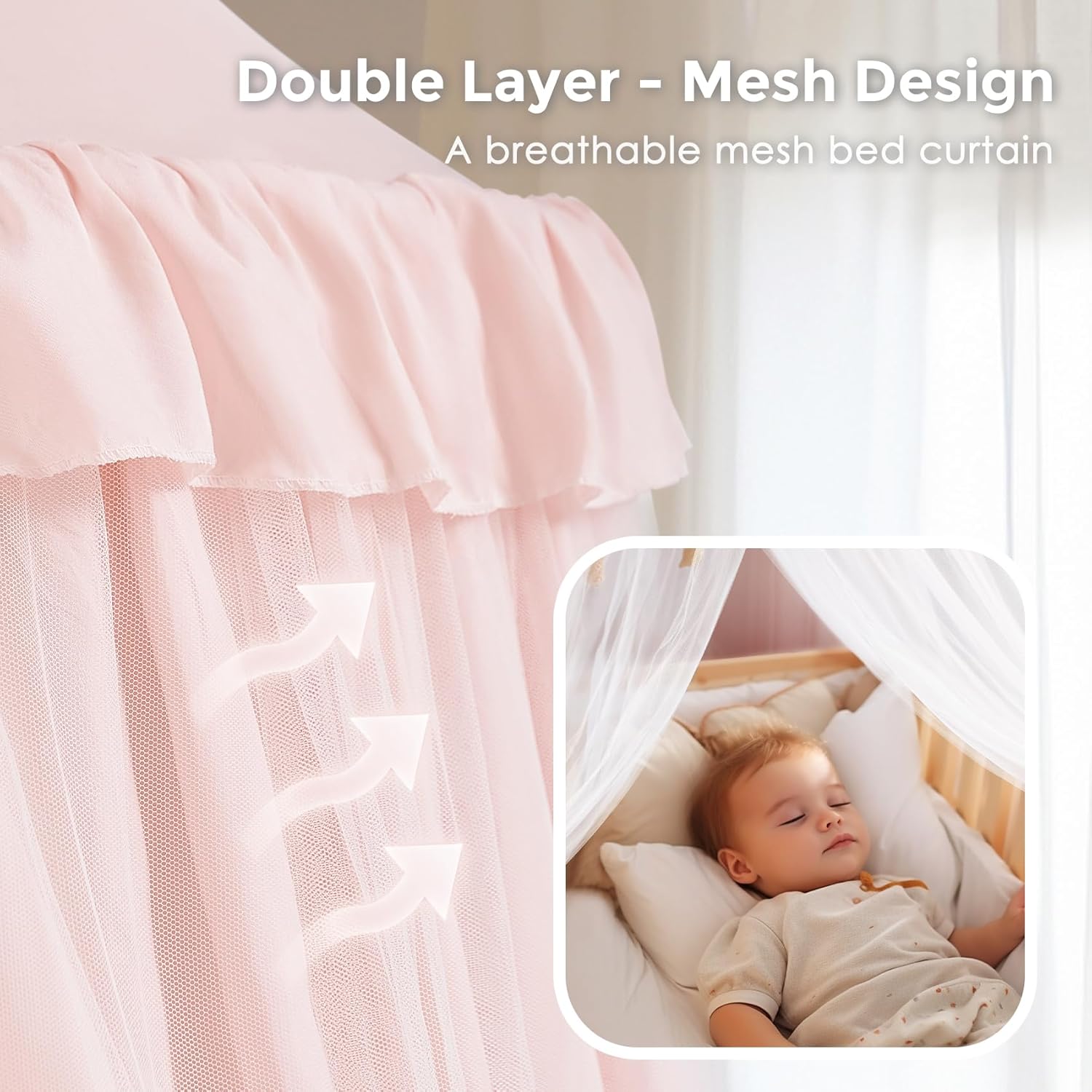 Toldo de cama grande con luces de estrellas, toldo de doble capa para cama, tienda de campaña de princesa para habitación de niñas, toldo