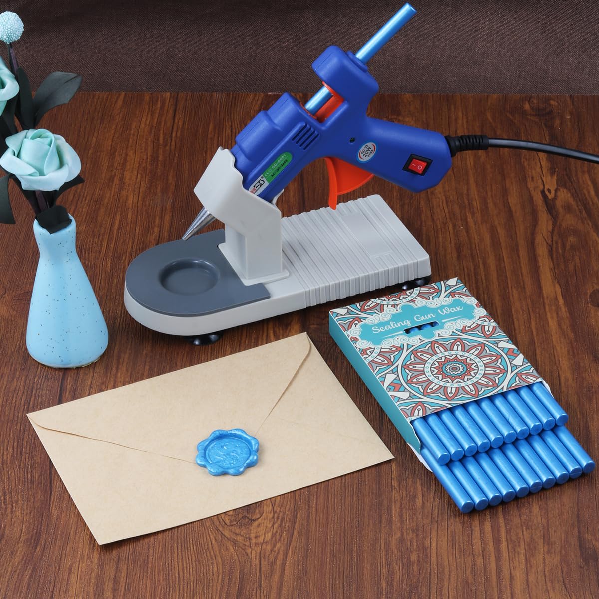 40 barras de cera azul cielo, 40 varillas de cera de sellado de pistola de pegamento de alta calidad para sello de cera, perfectas para invitaciones