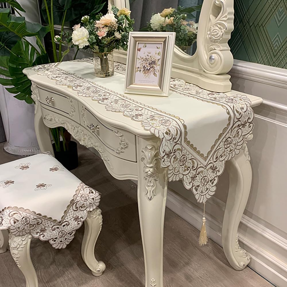Camino de mesa de macramé para fiestas, camino de mesa de encaje floral bordado rectangular, bufanda, decoración de mesa para el hogar y el comedor,