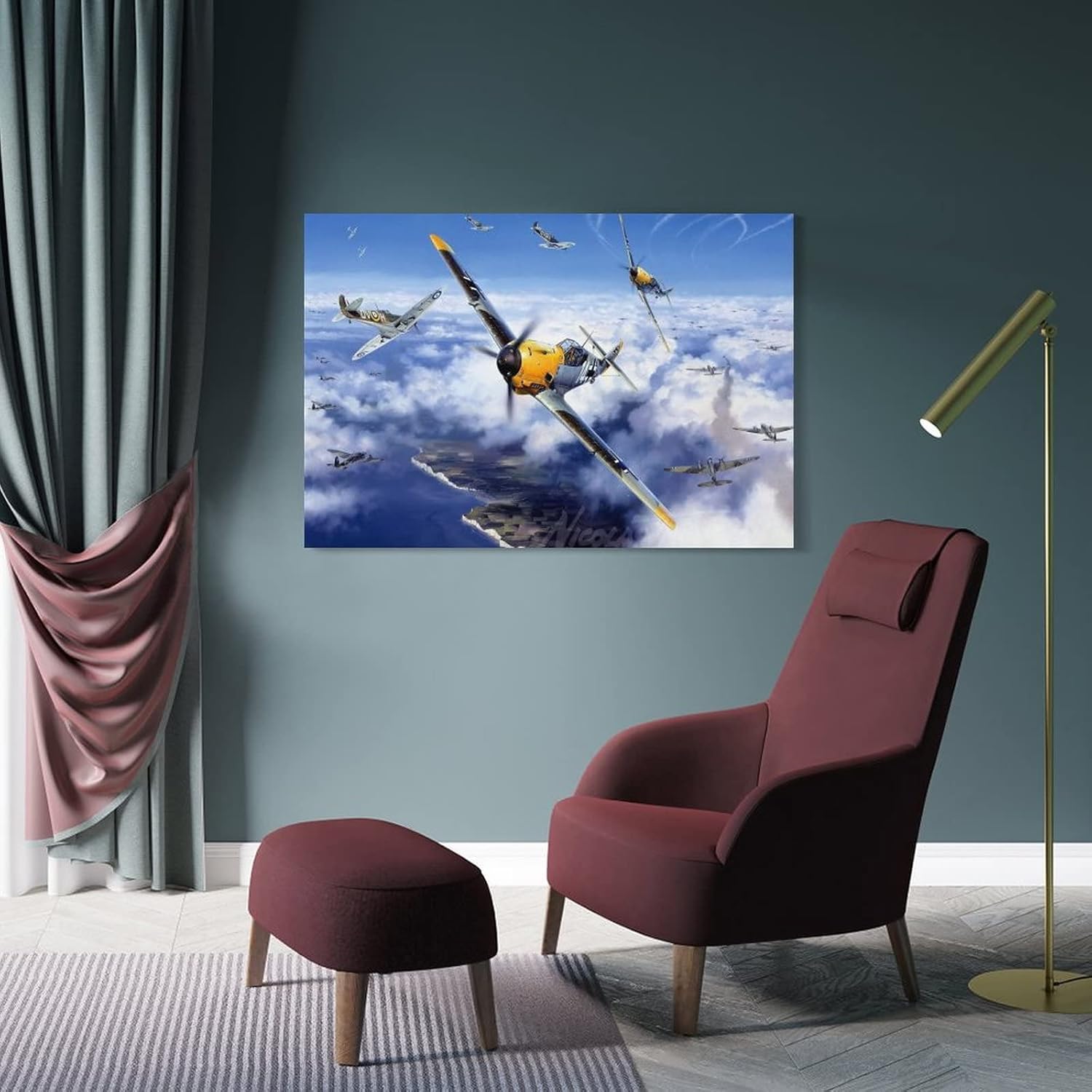 Póster de pantalla de ala de aviación de cohetes de caza de cohetes, pinturas artísticas en lienzo, decoración de pared, decoración del hogar,