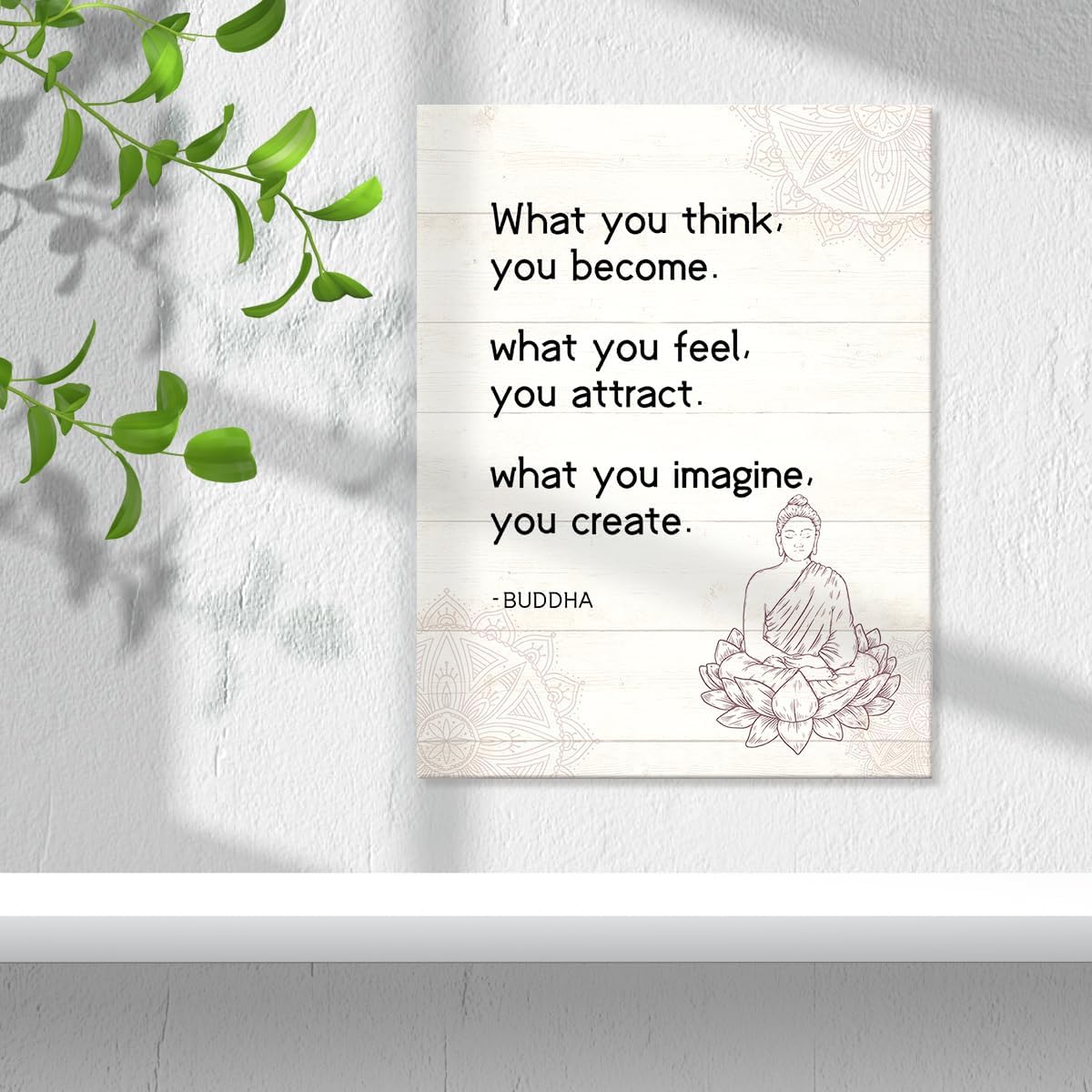Lienzo decorativo de Buda, con texto en inglés What You Think You Become Buddhist Quote Buddhist, póster impreso para decoración budista para el